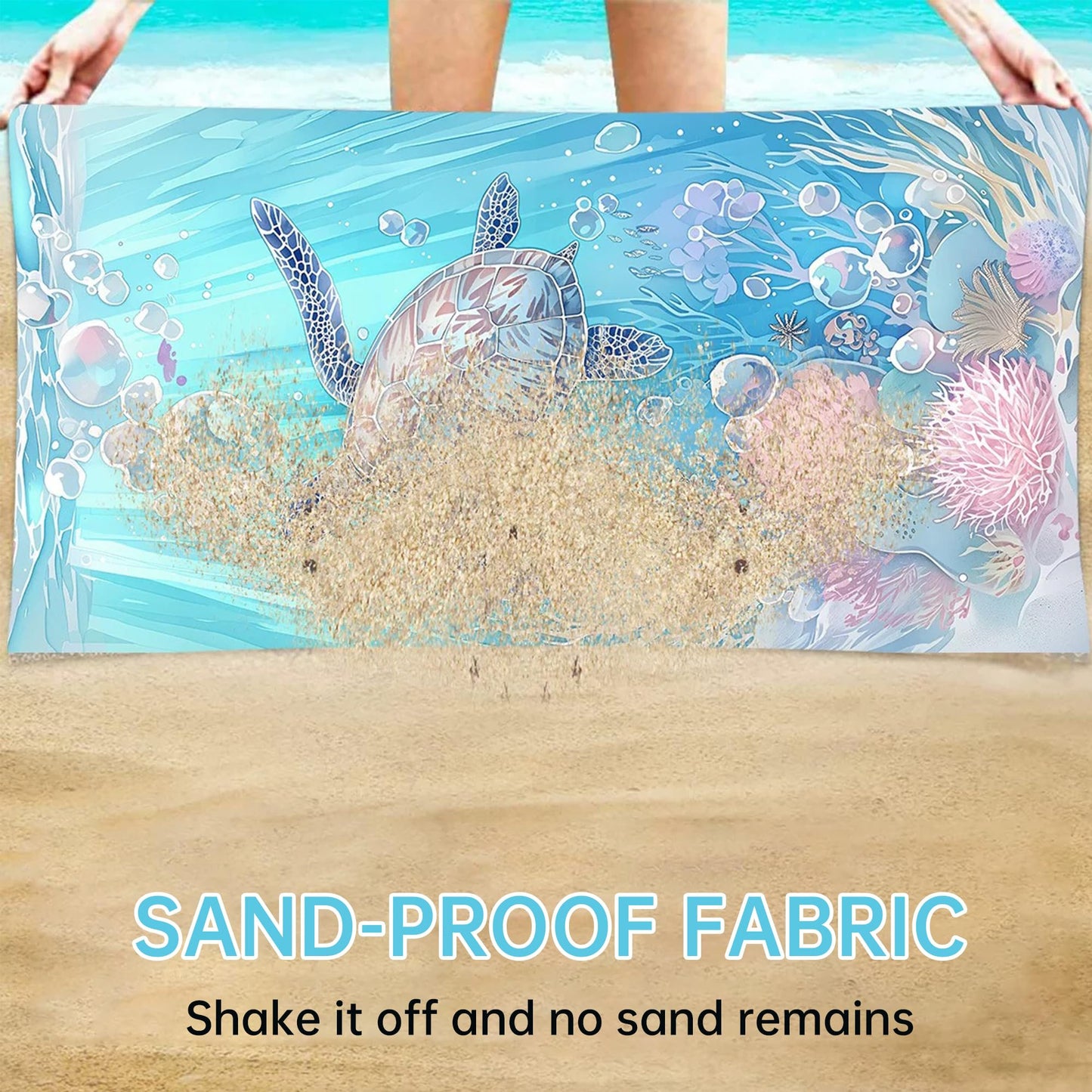 Senshuomy 2-in-1 Beach Towel Bag, Convertible Drawstring Beach Towel Backpack, Sand Free Quick Dry Microfiber Beach Towel for Adults