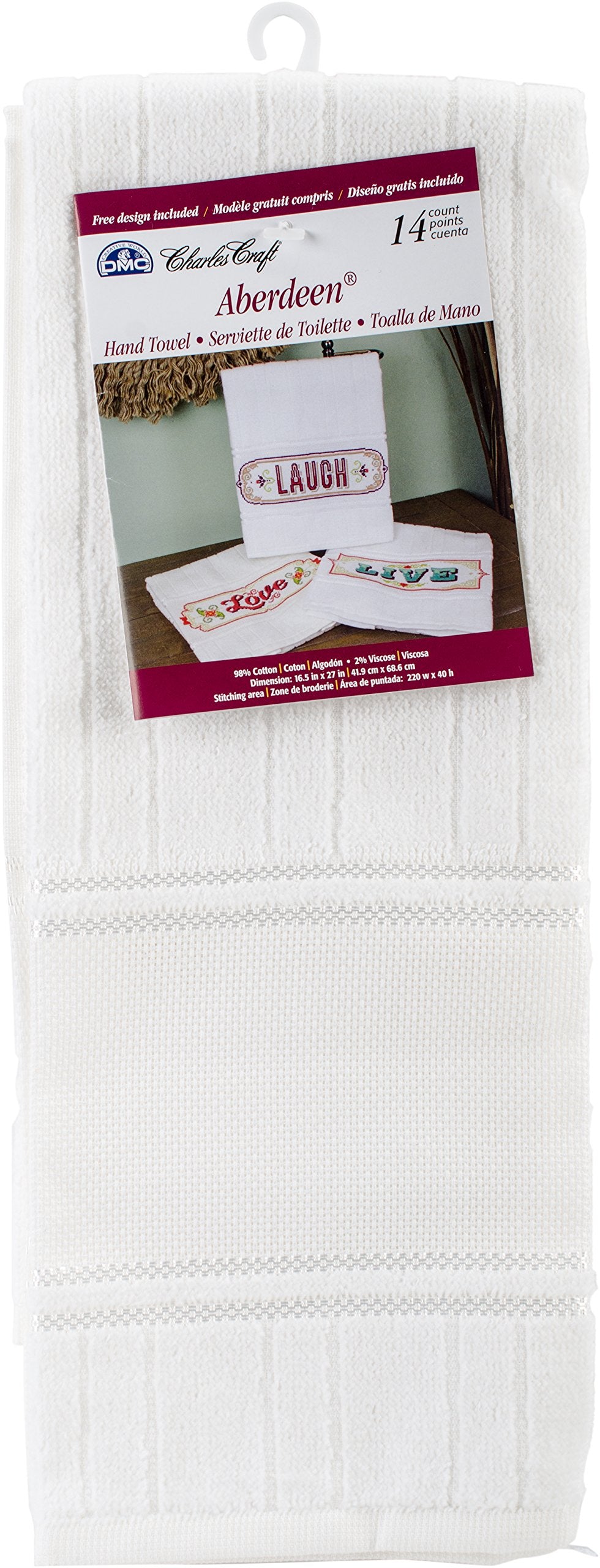DMC VT6701 6750 Aberdeen Velour 14 Count Hand Towel, Multi-Colour, 16.5 x 27-Inch