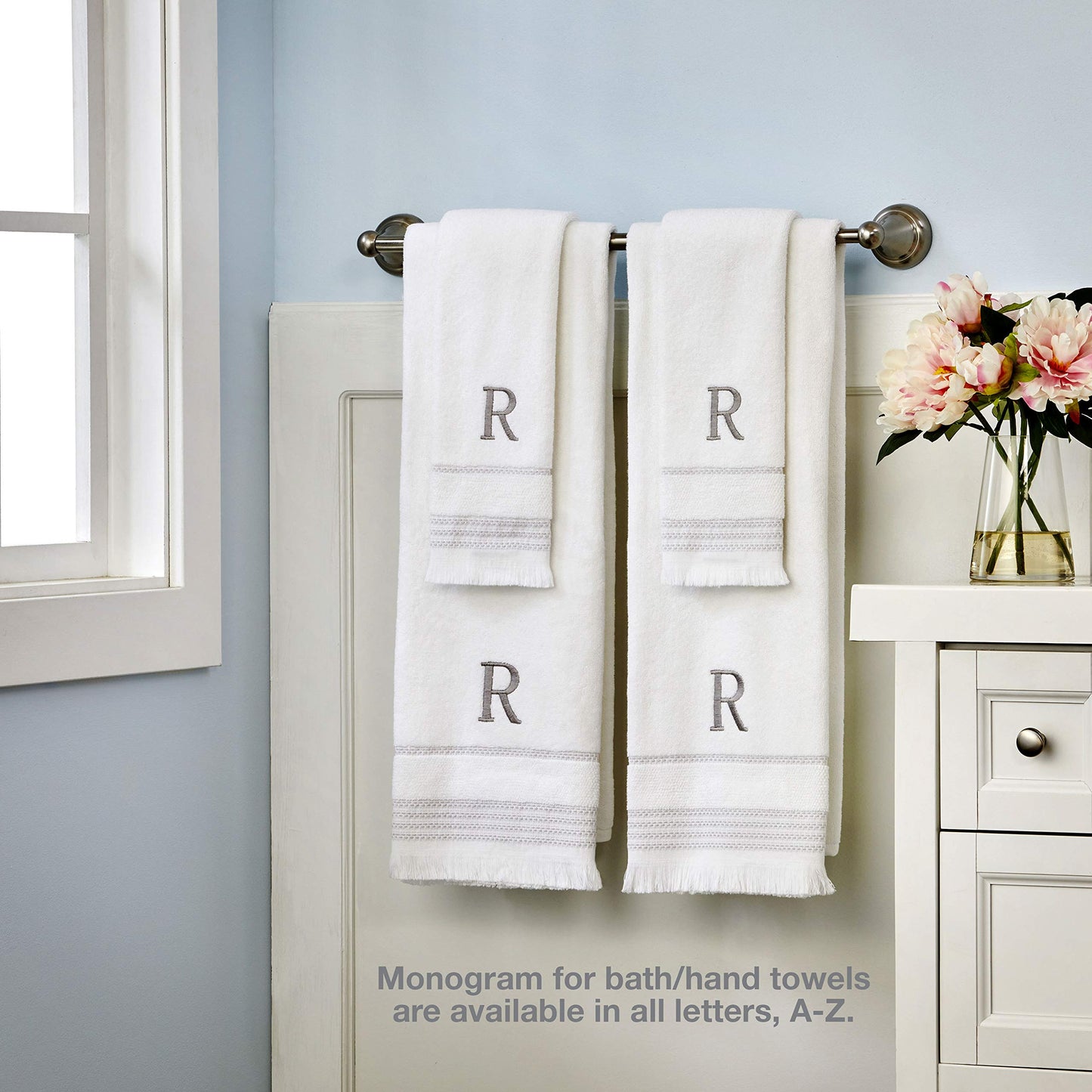 SKL Home Hand Towel Set, T, Cotton, White, 16x26