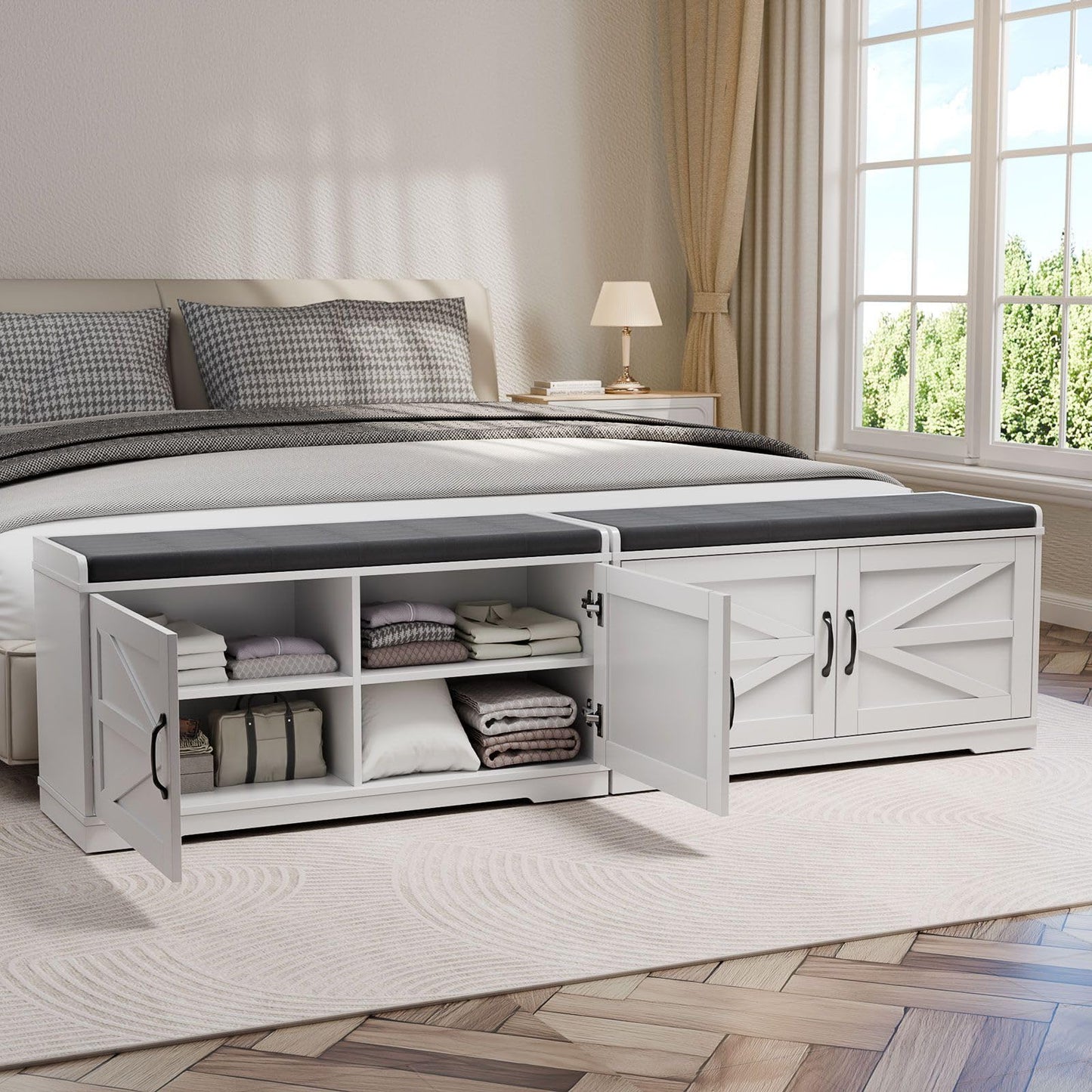 Feonase Shoe Storage Bench with Seat, Shoe Rack with Door, 150kg Load, Closed Shoe Bench, 35 x 100 x 50 cm, Shoe Cabinet for Living Room, Bedroom