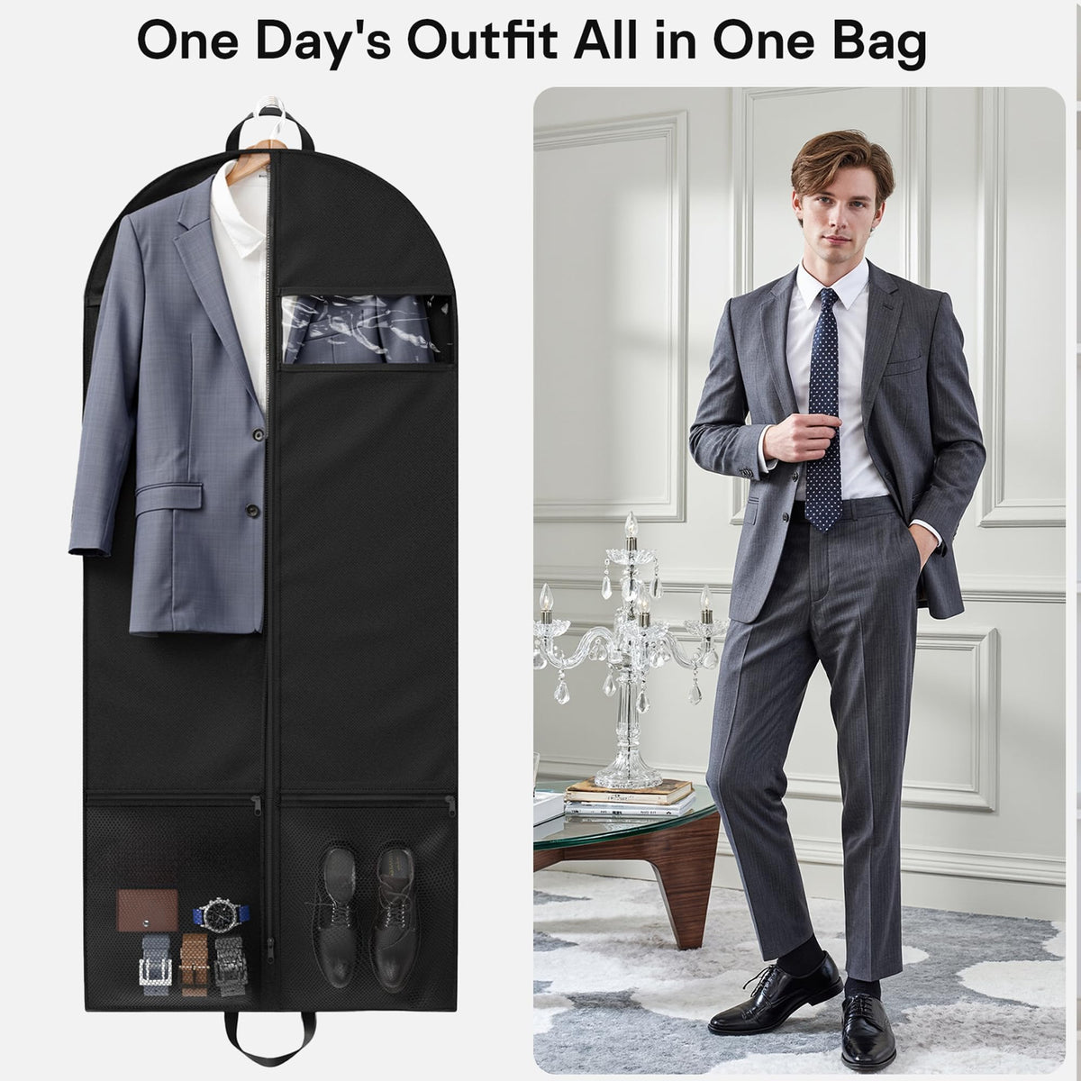 Suit bags for Travel, Dress Bag, Garment Bags for Hanging Clothes, Clothes Covers Protector Bags for Shirts, Coats, Dresses, Cosplay