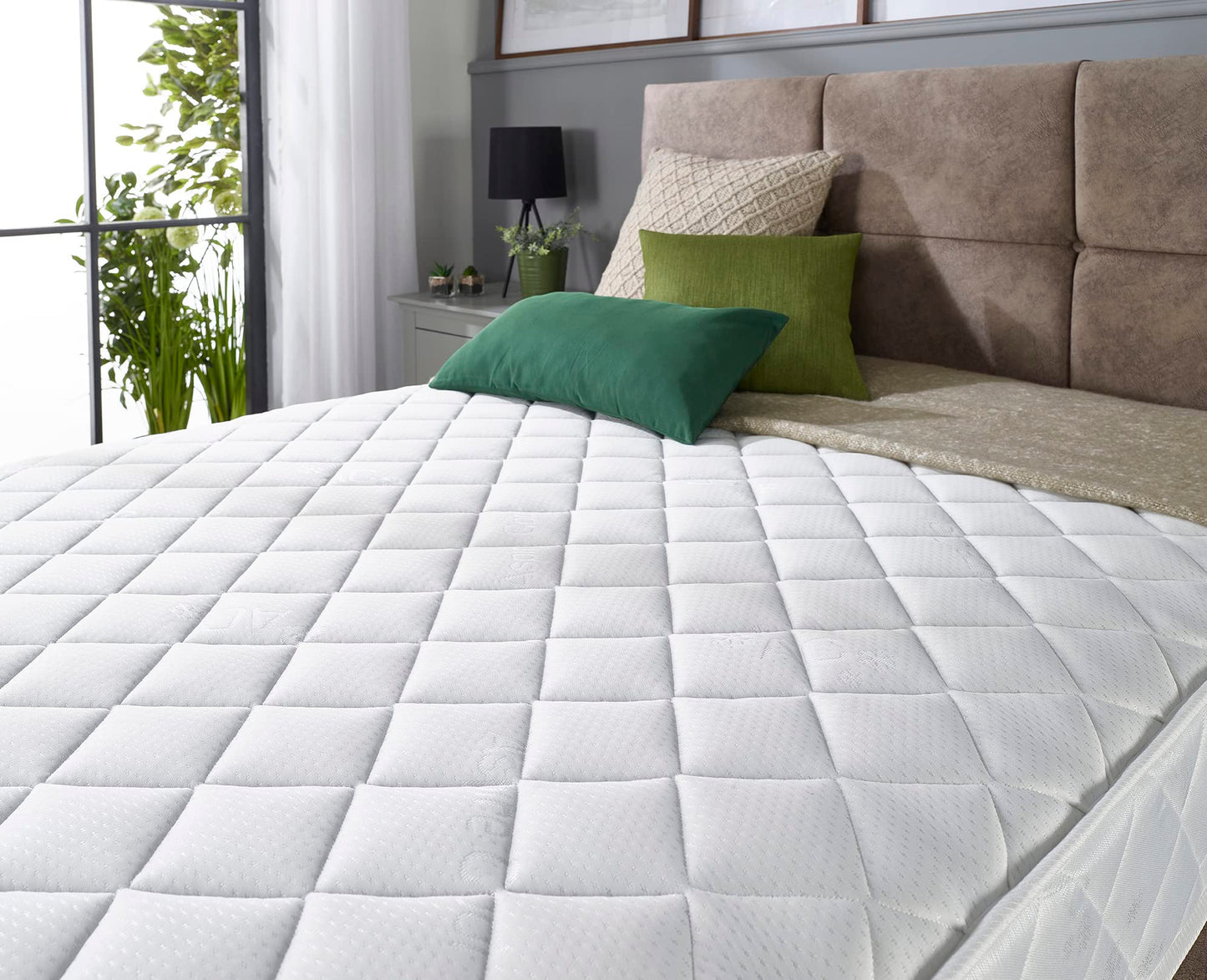 Aspire Beds Cumulus White 2 Sleep Comfort Layers & AC Aspire-Cool Touch Sleep Surface Foam Free Bonnell 500 Sprung Premium Economy Mattress