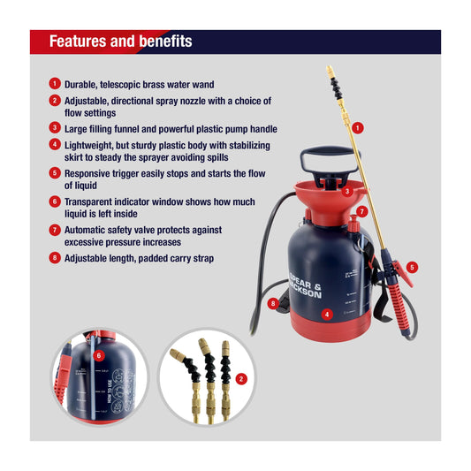 Spear & Jackson 3LPUMP 3 Litre General Purpose Pump Action Pressure Sprayer, Red & Blue