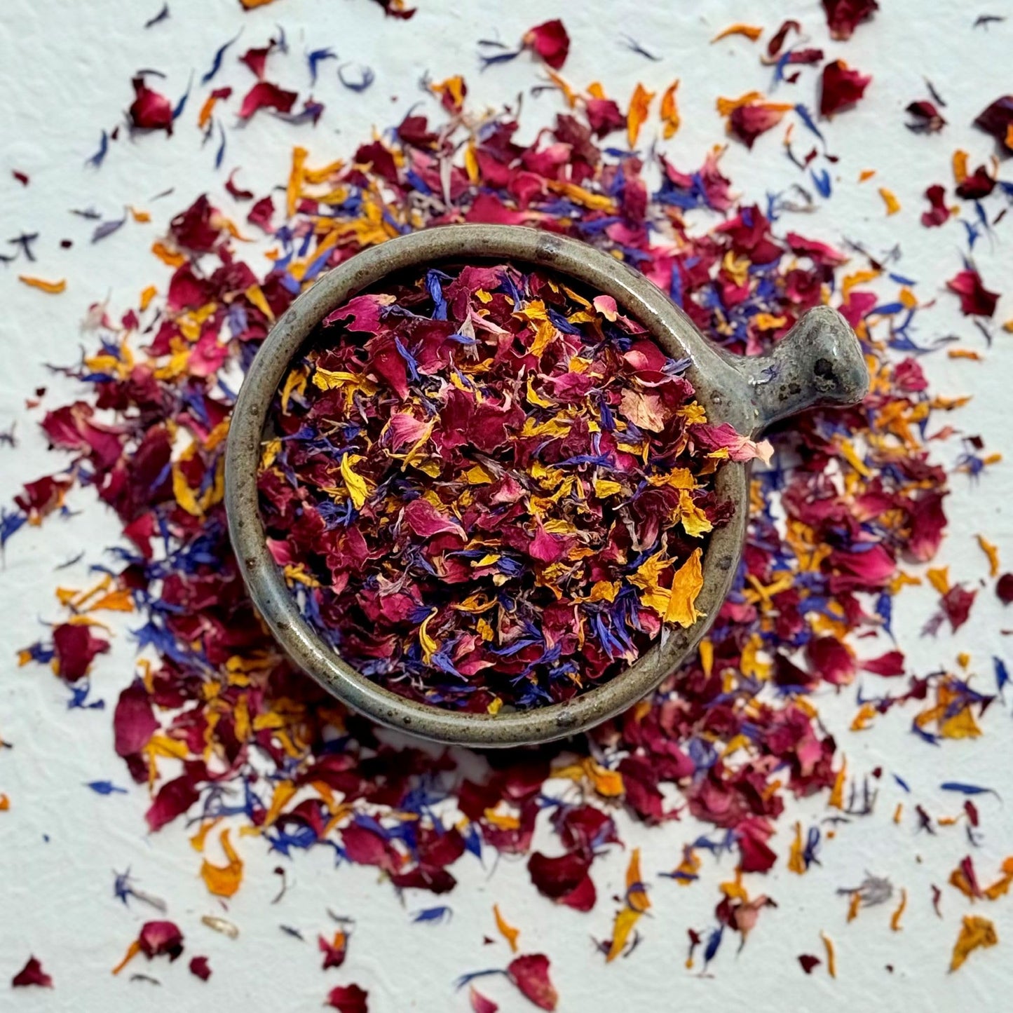 Edible Petals ? 100g - Moroccan Flame Blend of Natural Dried Red Rose, Orange Marigold and Blue Cornflower - Certified Food Grade (350)