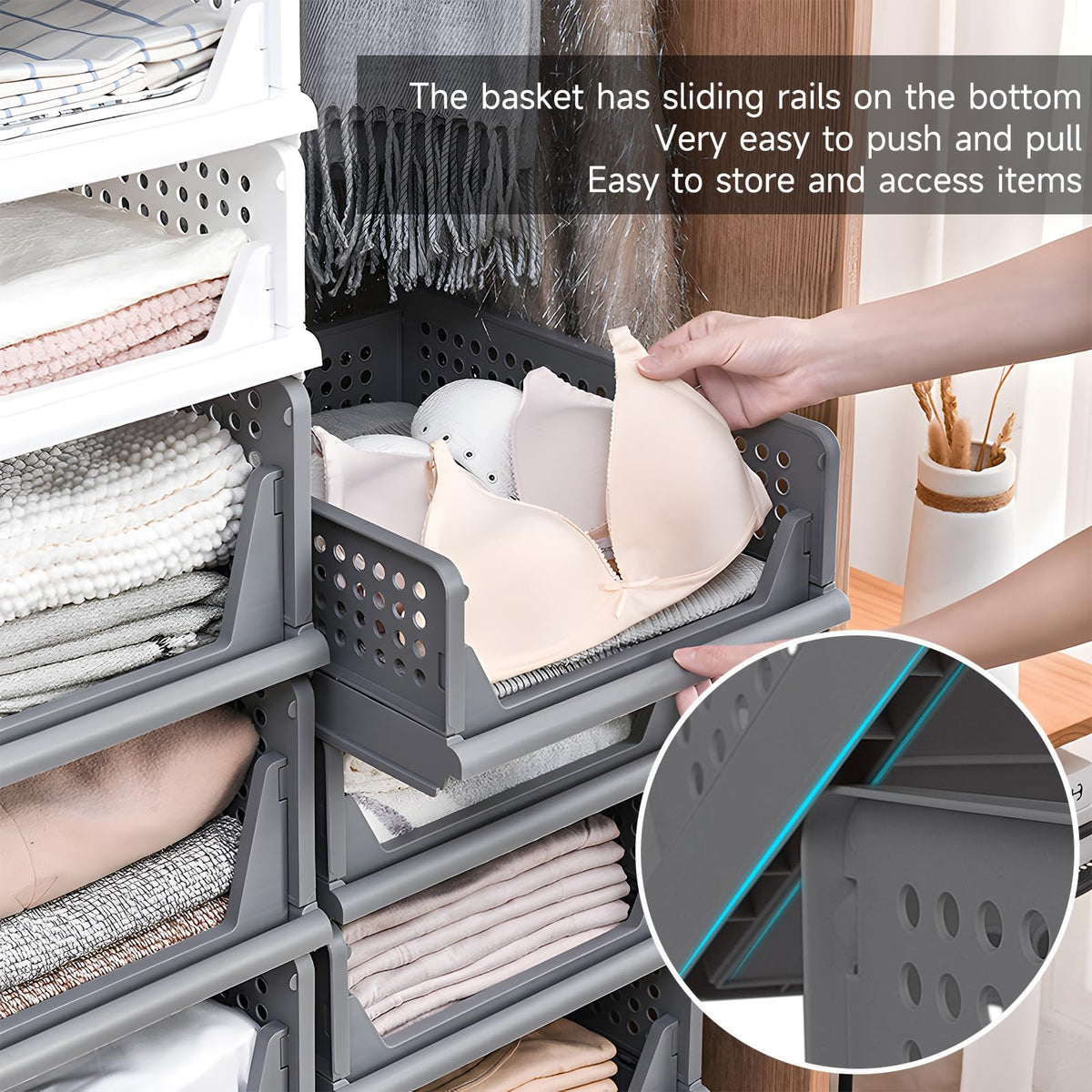 RAIN QUEEN 5 Piece Foldable Wardrobe Storage boxesGray