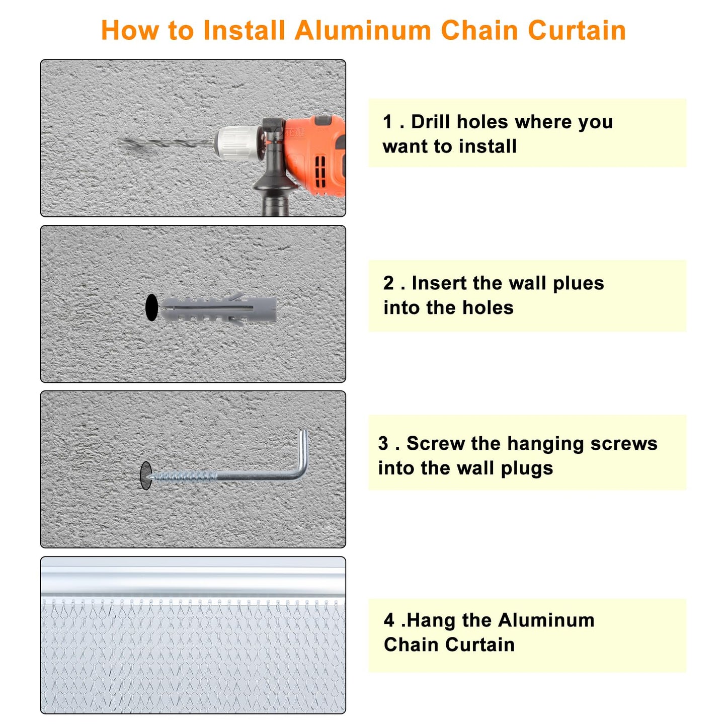 Chawniao 90cm x 210cm Premium Aluminium Fly Door Chain Curtain for doorways, Fly Screens Metal Insect Screen Blinds