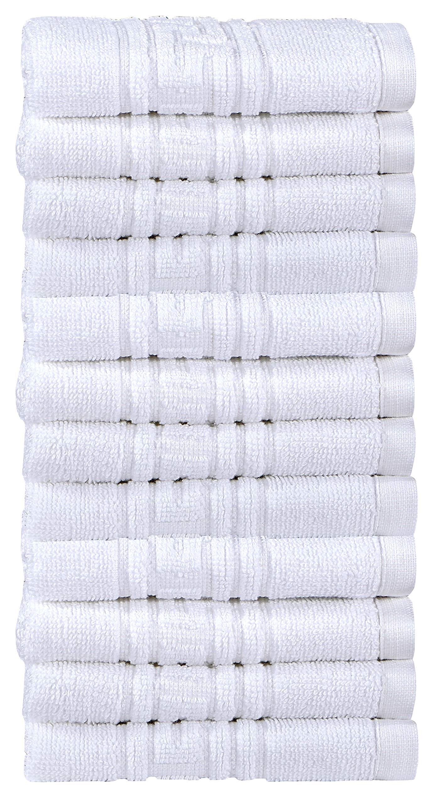 Divine Textiles 100% Egyptian Cotton Flannel Face Cloths Wash Towel Set - White 12 Pack, 30 x 30 cm