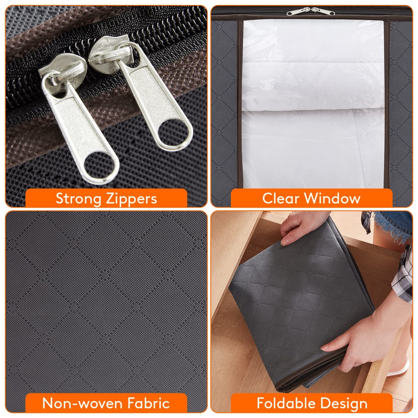 Lifewit 95L Clothes Storage Bags, Foldable Storage Box Moving Bags Wardrobe Storage Organiser Packing Boxes for Moving House with Clear Window for