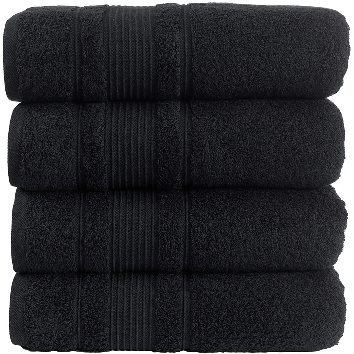 Qute Home 4-Piece Bath Towels Set, 100% Turkish Cotton Premium Quality Towels for Bathroom, Quick Dry Soft and Absorbent Turkish Towel