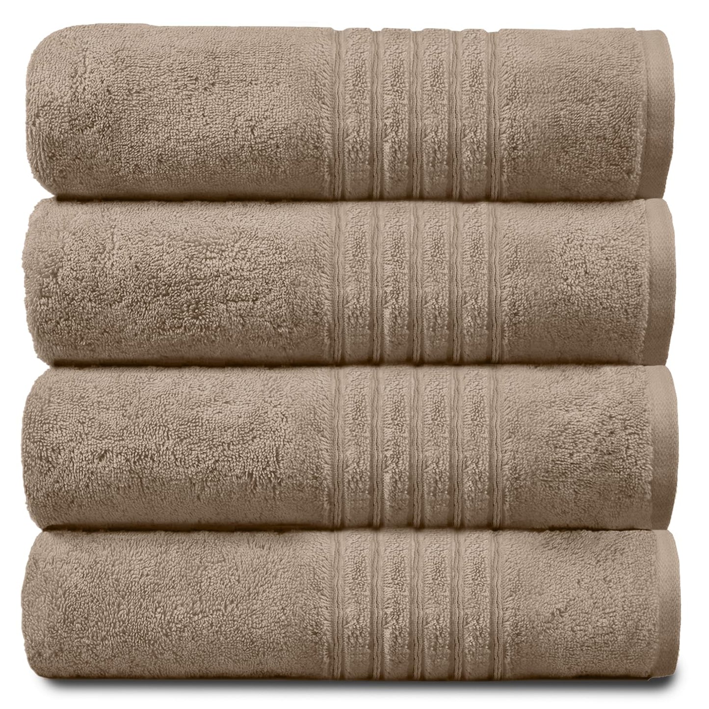 GC GAVENO CAVAILIA New Hampton Pack of 4 Bath Towel Set, 100% Ringspun Cotton, Extra Absorbent 450 GSM Luxury Bath Sheets, Natural, 4PK