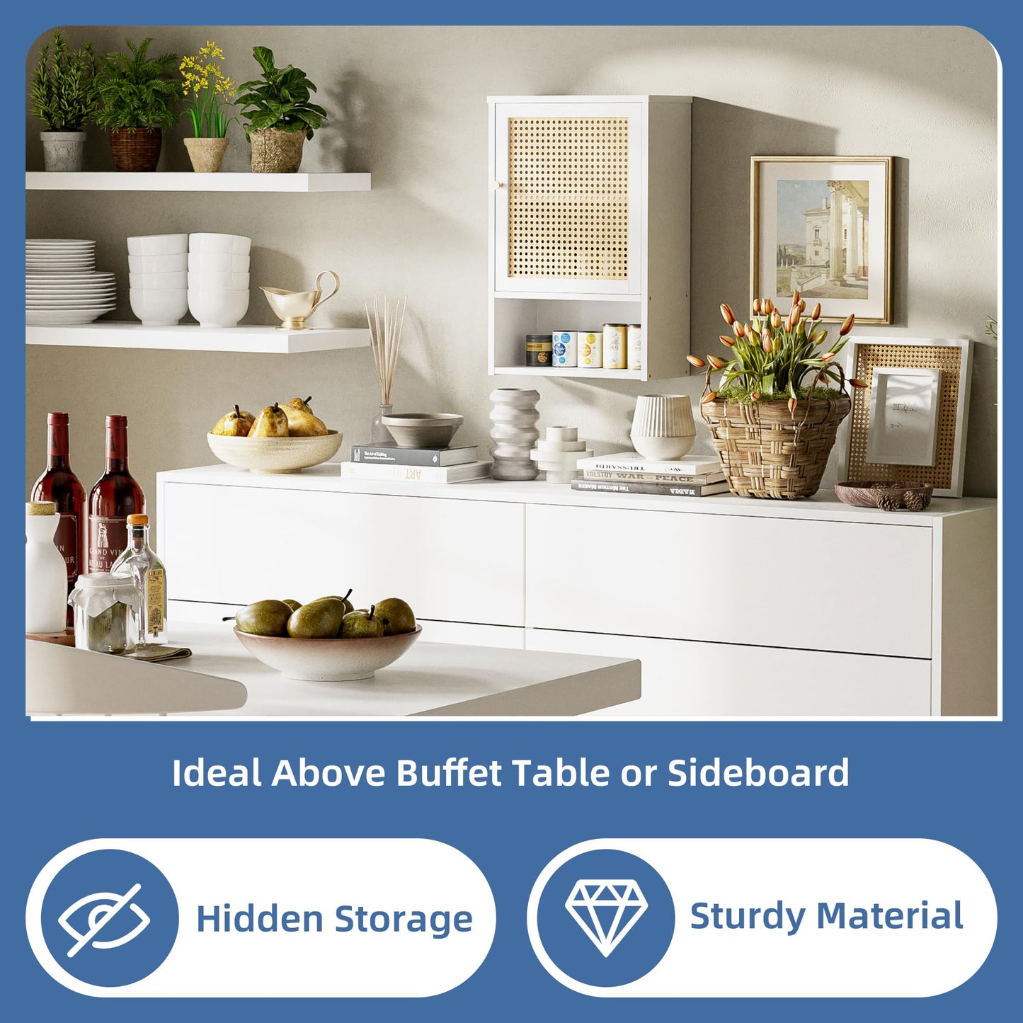 HITNET Bamboo Medicine Cabinet, Wall Mounted Bathroom Cabinet with Adjustable Shelf