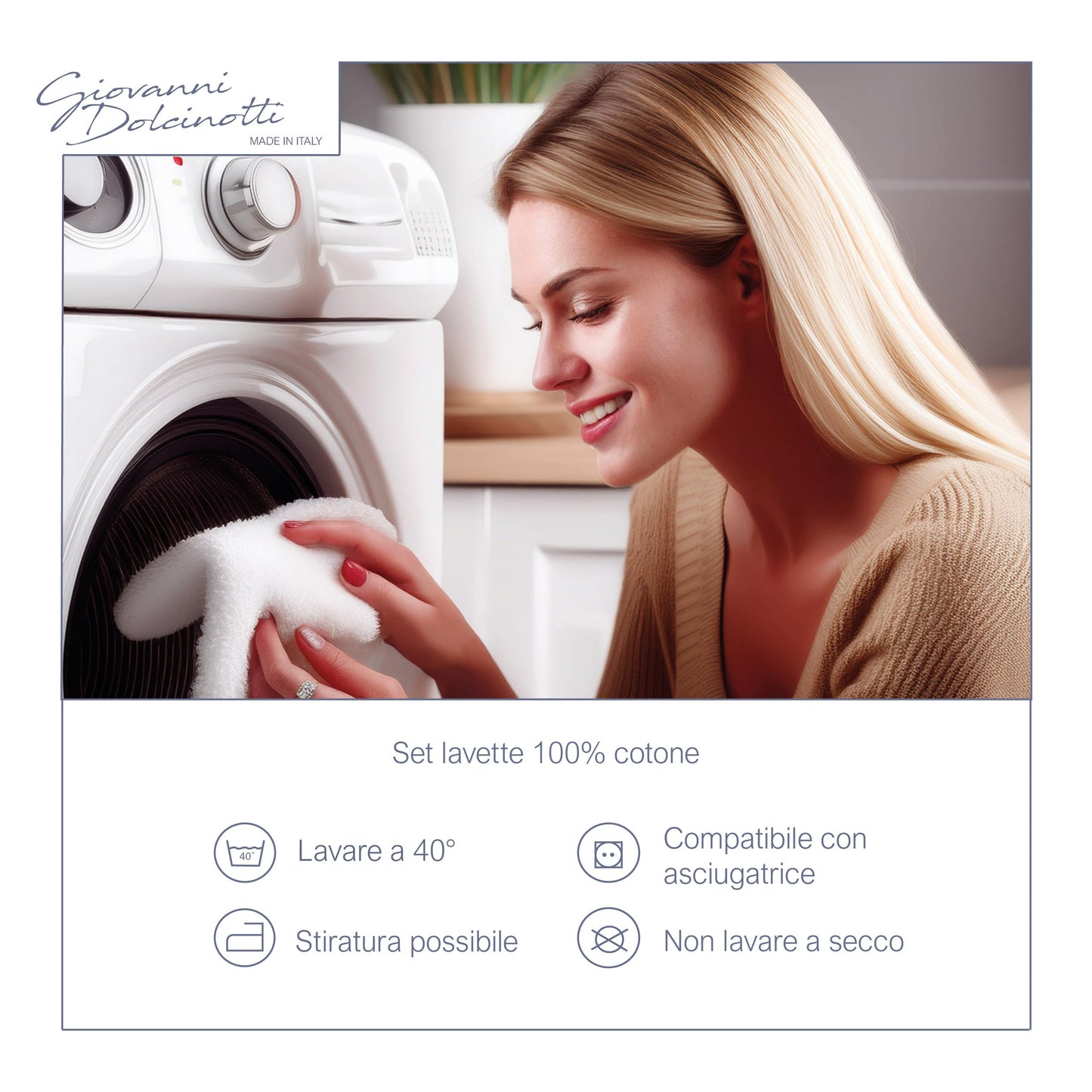Giovanni Dolcinotti | Set of 12 Face Towels in 100% Cotton – 30 x 30 cm – Extra Absorbent and Quick Drying – for Bathroom, Spa and Gym – White