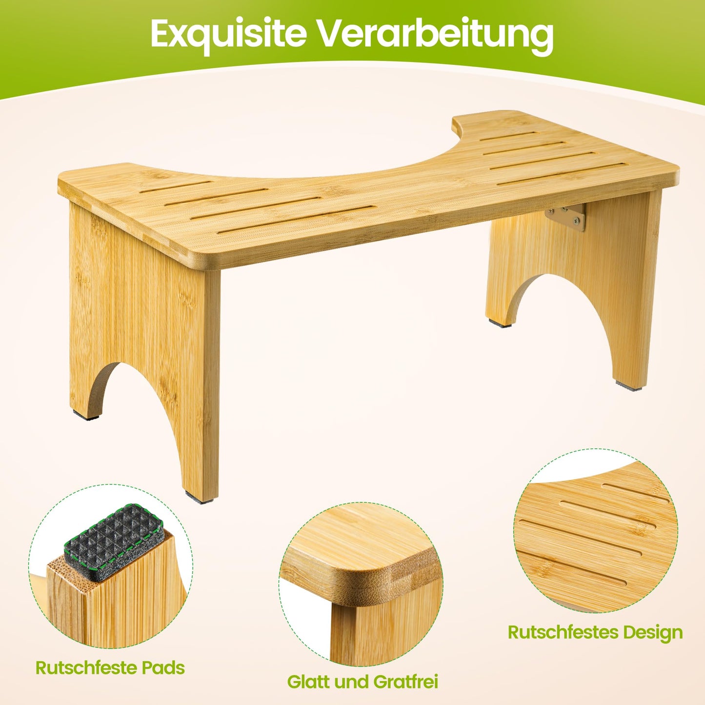 Foldable Toilet Stool, Bamboo Wood Squatty Potty for adults, Ergonomic Poop stool - Poo Stool for Hemorrhoids Constipation Bloating
