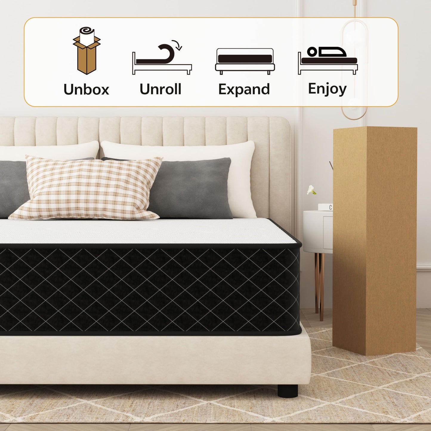 PurrJoys Orthopedic Kingsize Mattress for Back & Lumbar Pain Relief, 10 Inch 7-zone Hybrid King Mattress Firm with Pocket Sprung & Gel Memory Foam