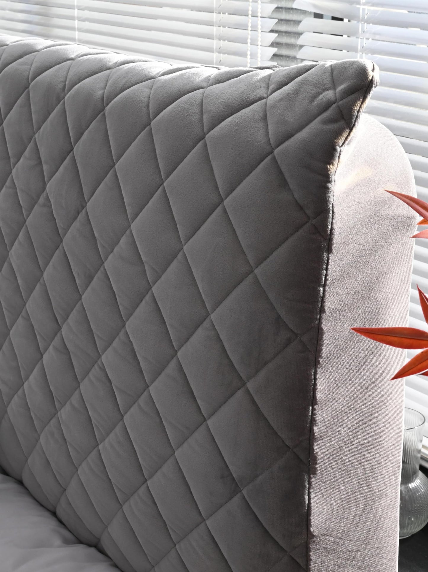 Bed Headboard Slipcover Quilted Thicken Protector Dark grey,180x70cm