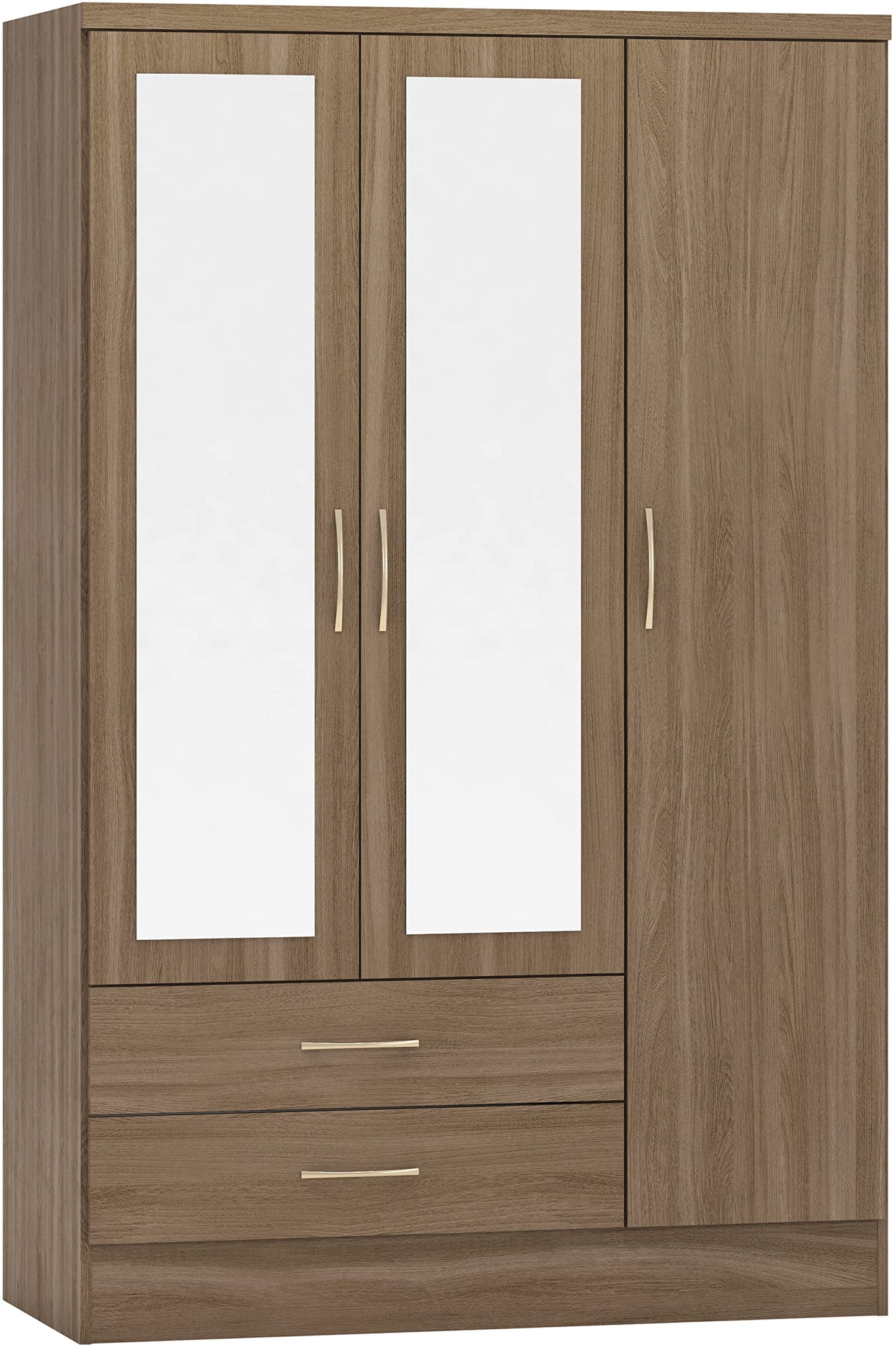 Seconique Nevada 3 Door 2 Drawer Wardrobe in Rustic Oak Effect