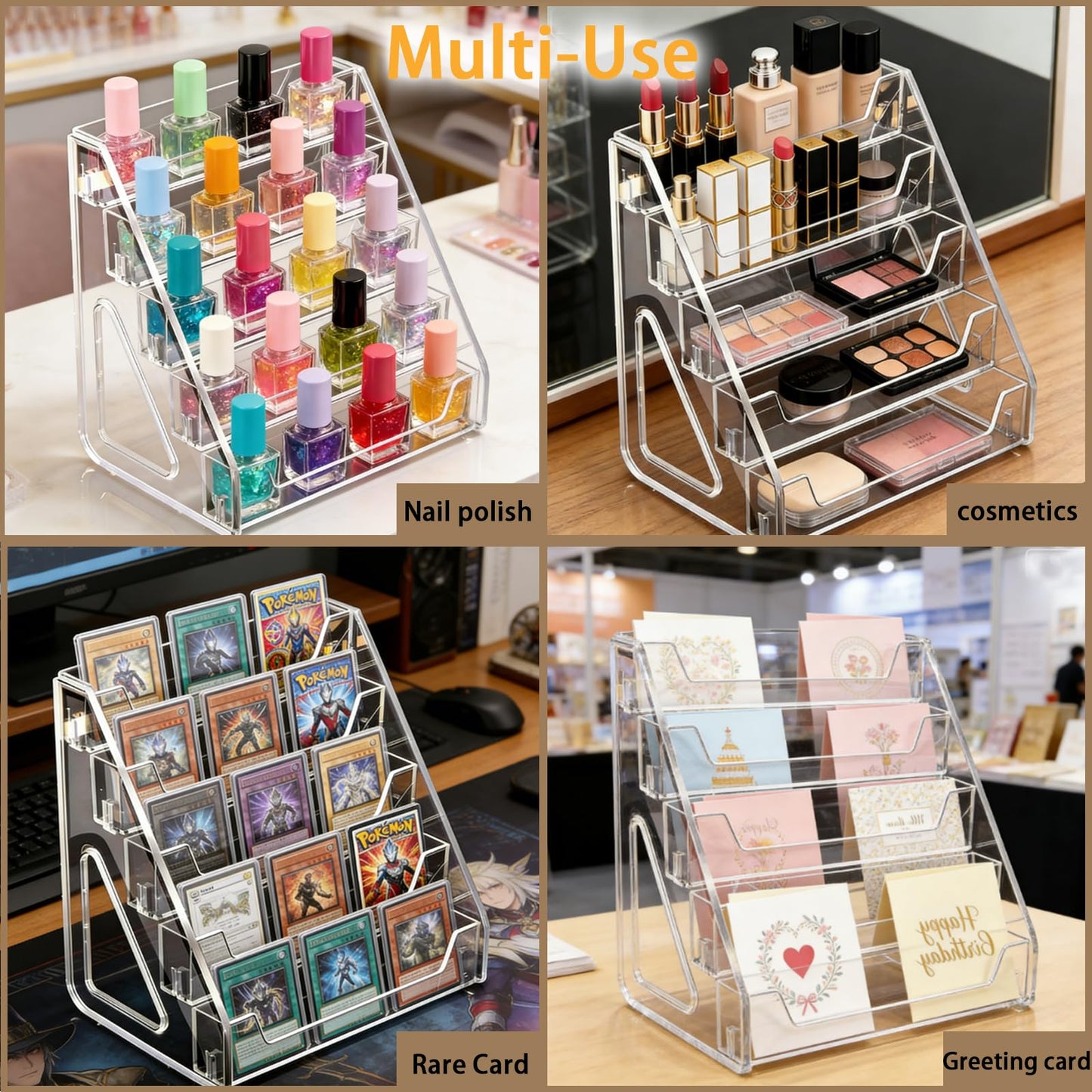 ZYNERY 5-Tier Acrylic Card Display Stand, Clear Card Stands for Display, Versatile Display Shelves For Greeting Card Organiser, Trading Card