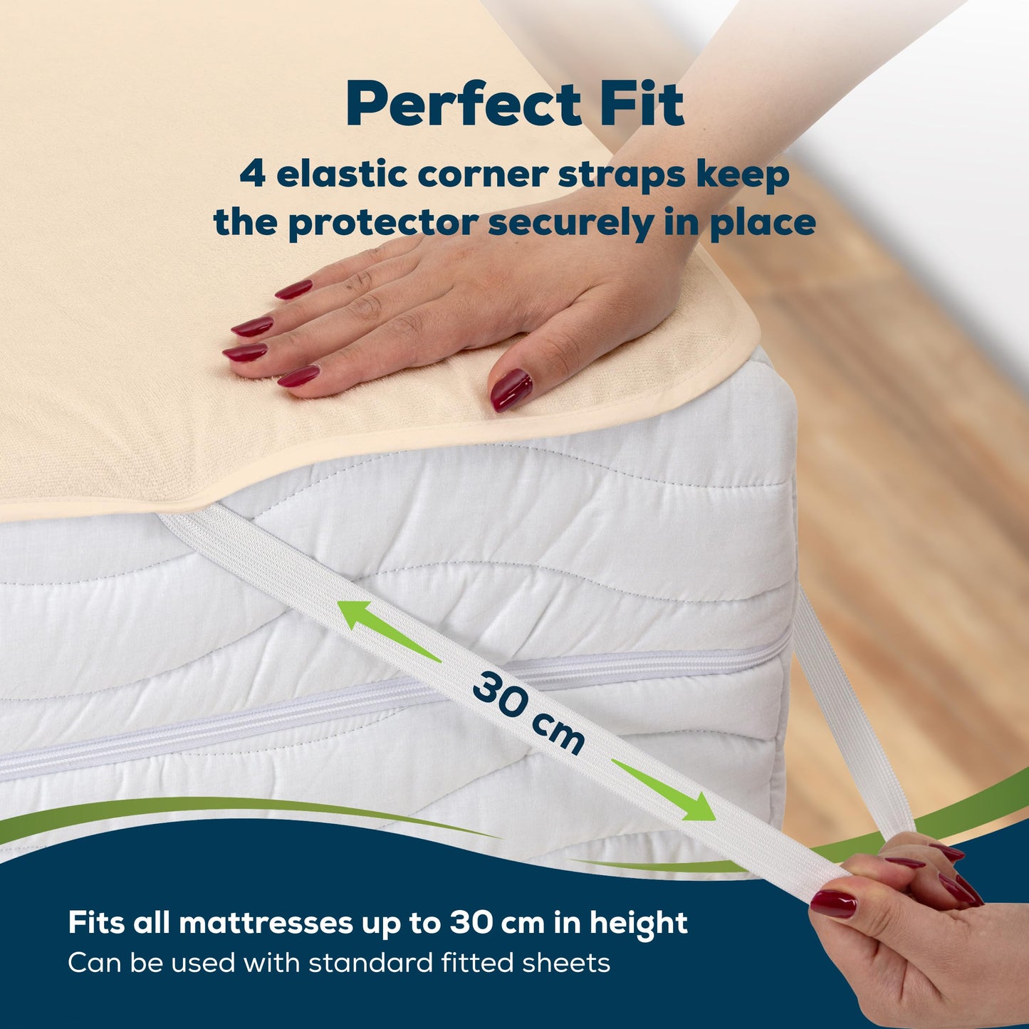 Sensalou Waterproof Mattress Protector 80 x 180 cm Beige – Mattress Cover for Single Bed