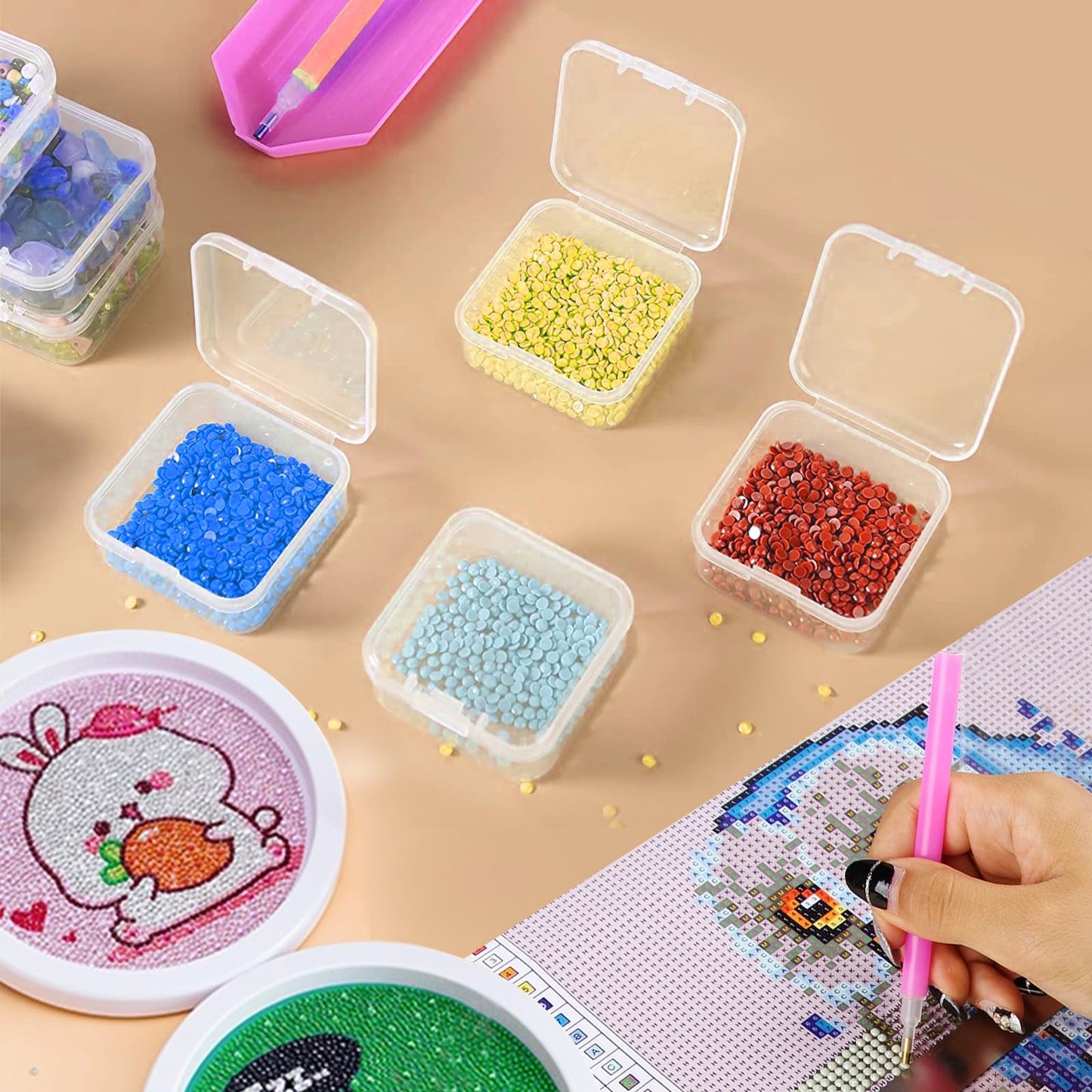 12 Pcs Small Plastic Boxes with Lids, Small Storage Boxes for Bead Storage