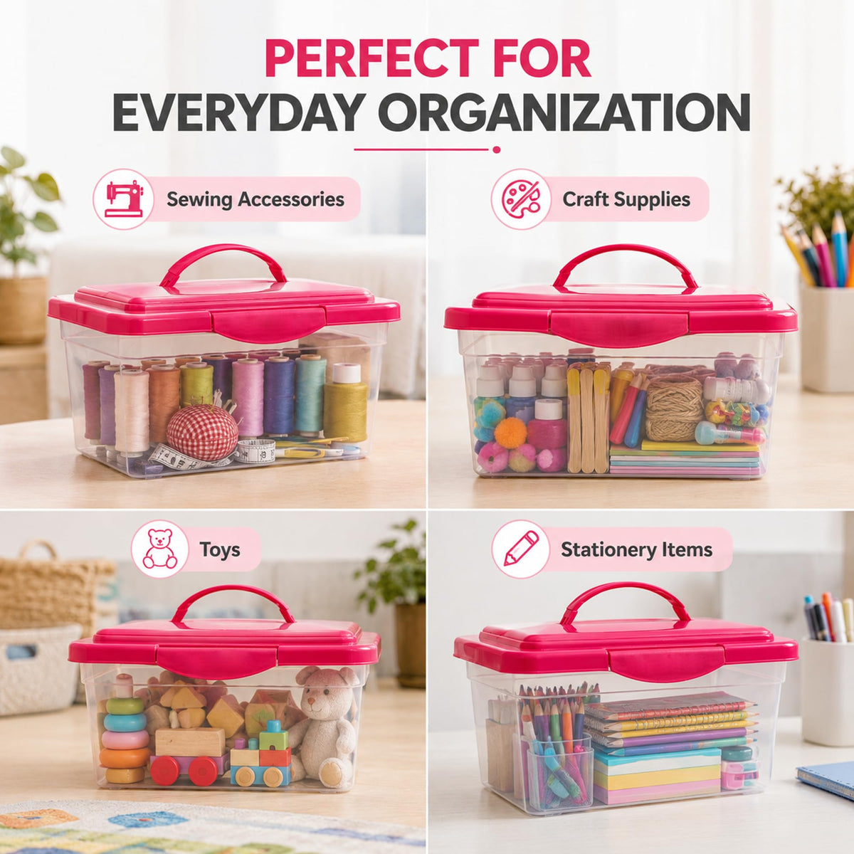 9L Storage Box with Secure Lid & Carry Handle | Stackable Clear Container