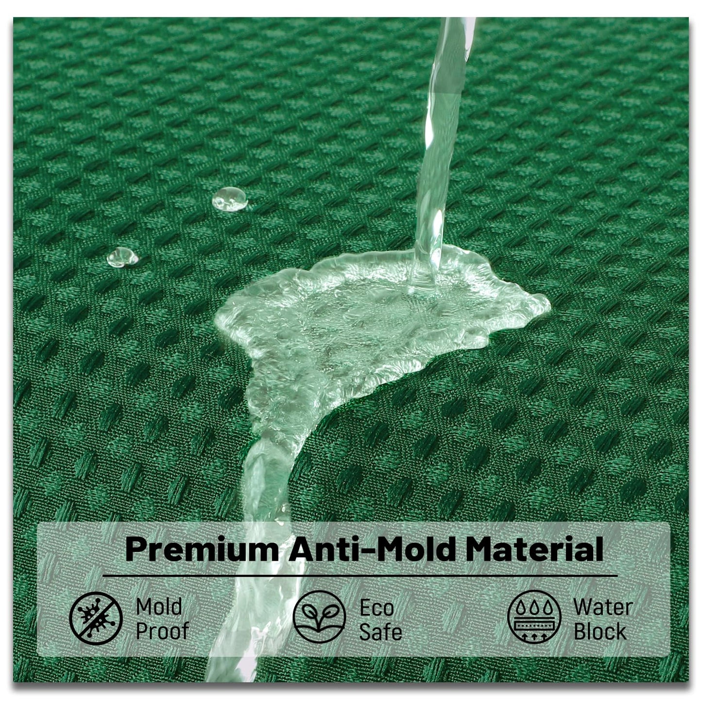BTTN Extra Long Waffle Shower Curtain, Waterproof, 182x214cm, Emerald Green