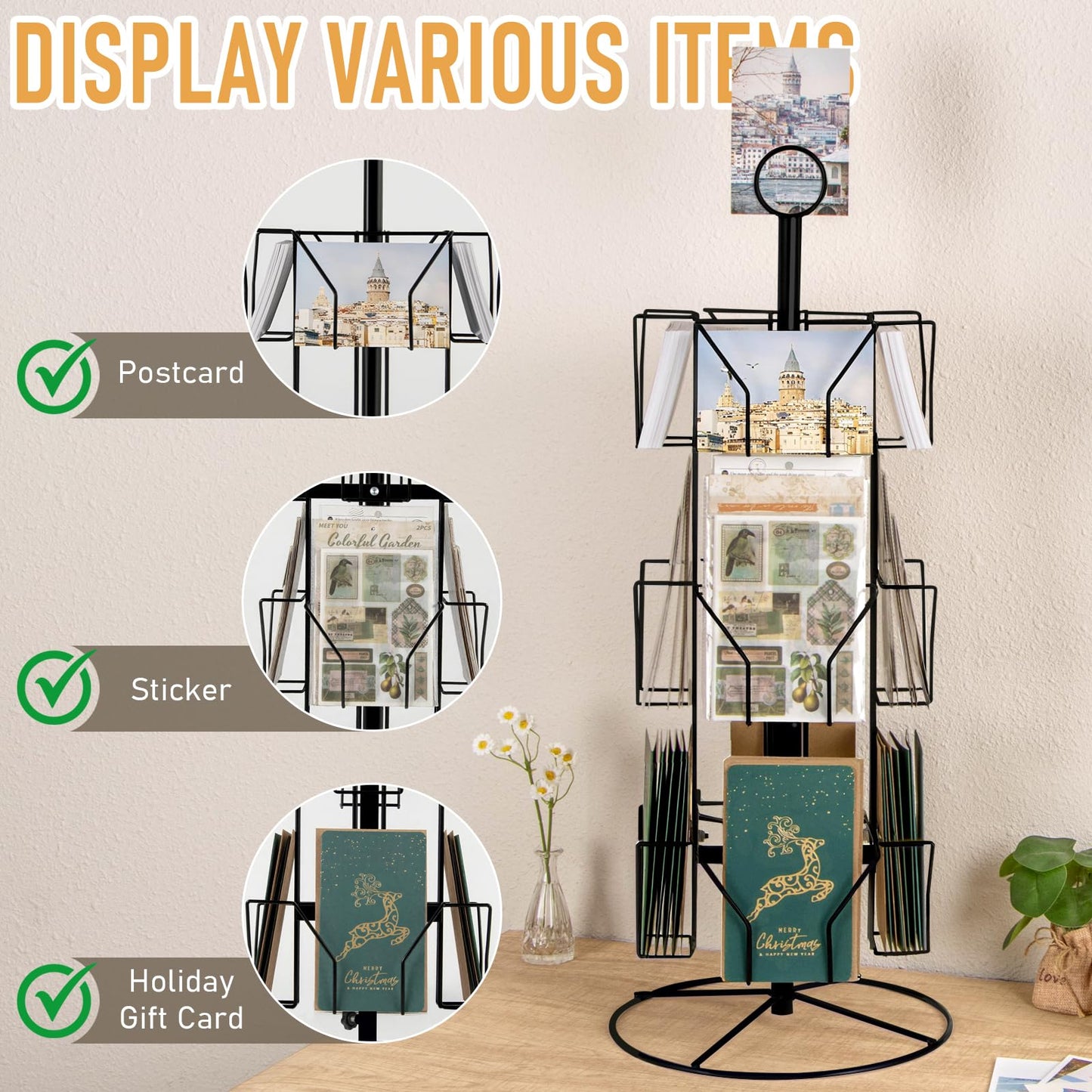ANBOXIT Greeting Card Display Stand Rotating Rack Holder