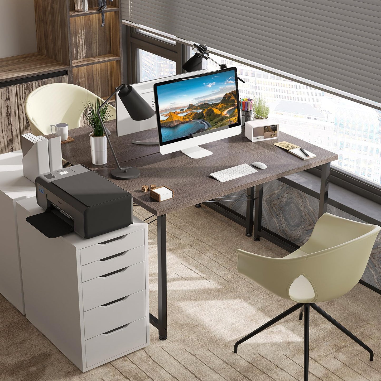 ODK 100x48 cm Desk, Computer Desk for Home Office, Grey