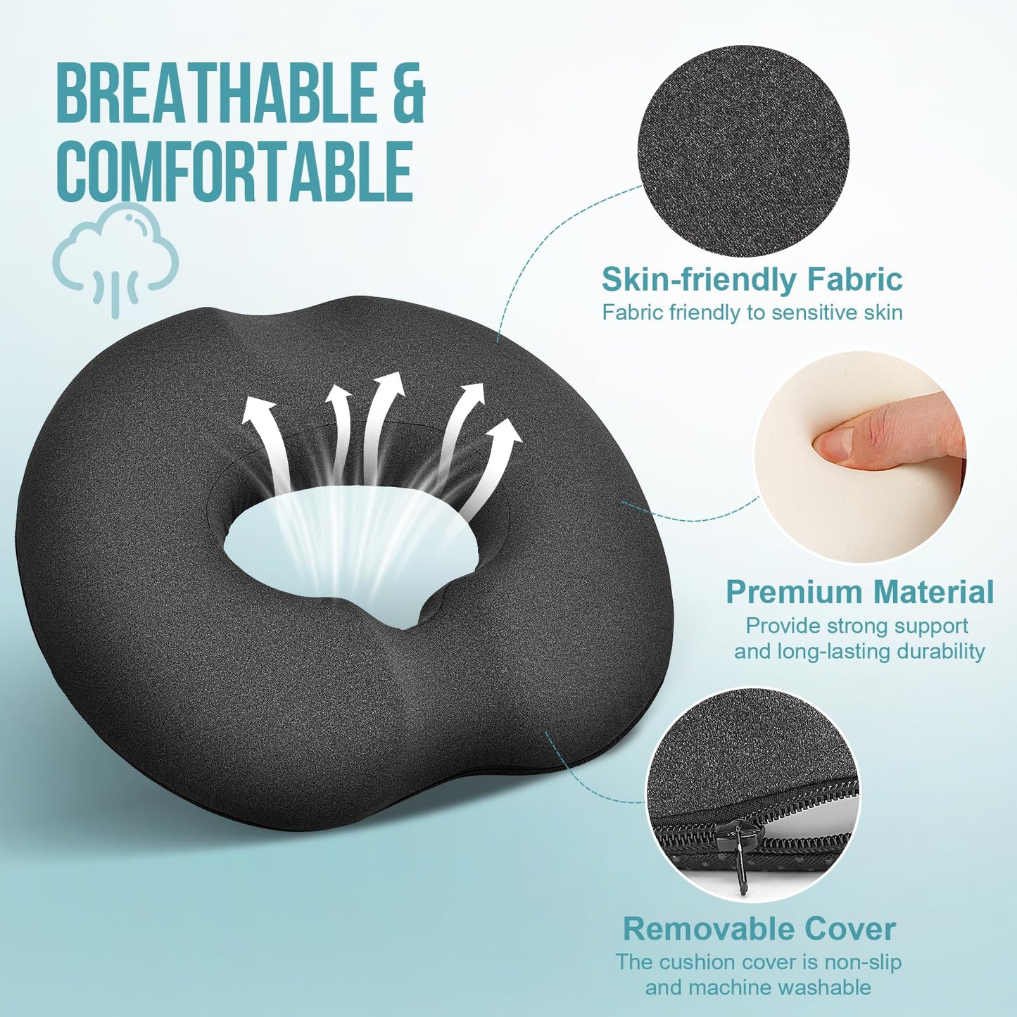 DmTown Donut Cushion for Hemorrhoids, Coccyx Cushion for Tailbone Pain