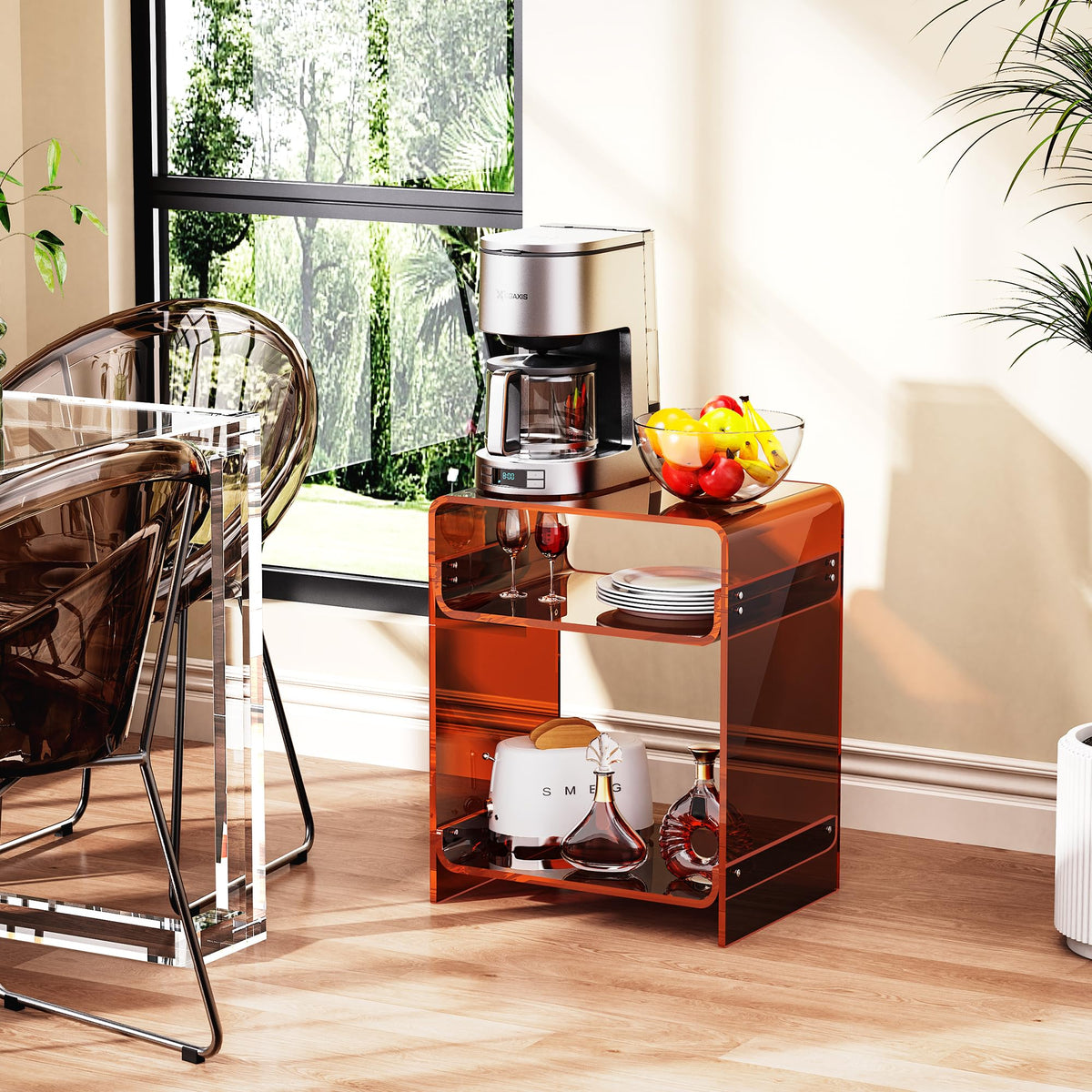 solaround Acrylic Side Table, 40 x 30 x 50 cm, Dark Brown