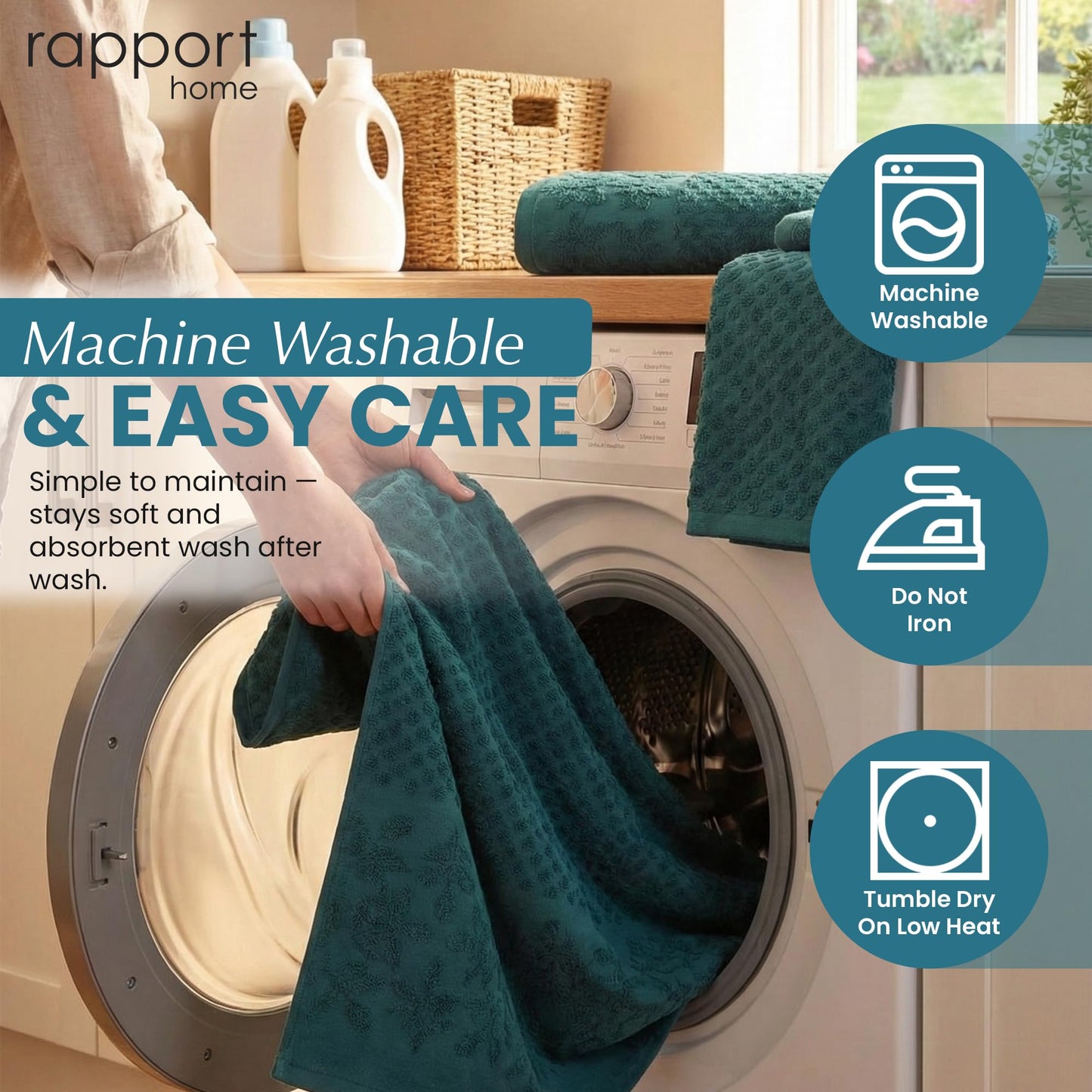 Rapport Home Versailles Jacquard 6-Piece Towel Bale | Luxurious 100% Cotton 500GSM Bathroom Set for Soft Absorbent Comfort and Elegant Style