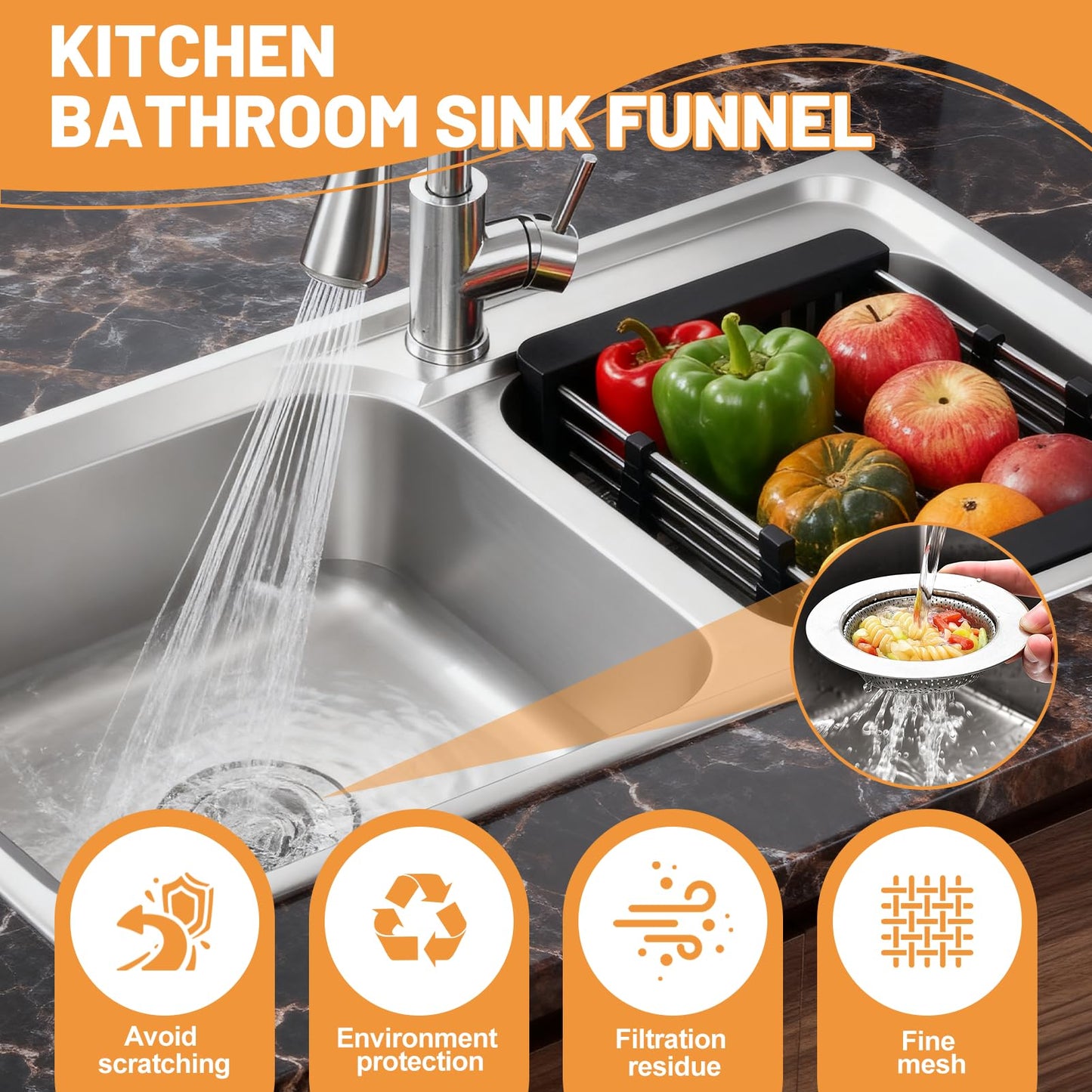 4Pcs Sink Strainer, Stainless Steel Kitchen Sink Strainer Plug, Stainless Steel Sink Drain Strainer
