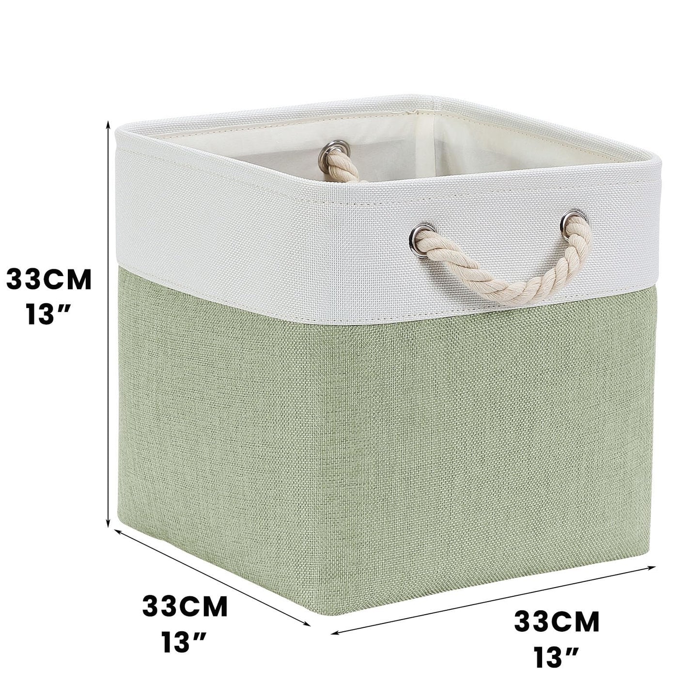 Mangata 33x33x33cm Cube Storage Boxes 3Pcs Green White Foldable Baskets