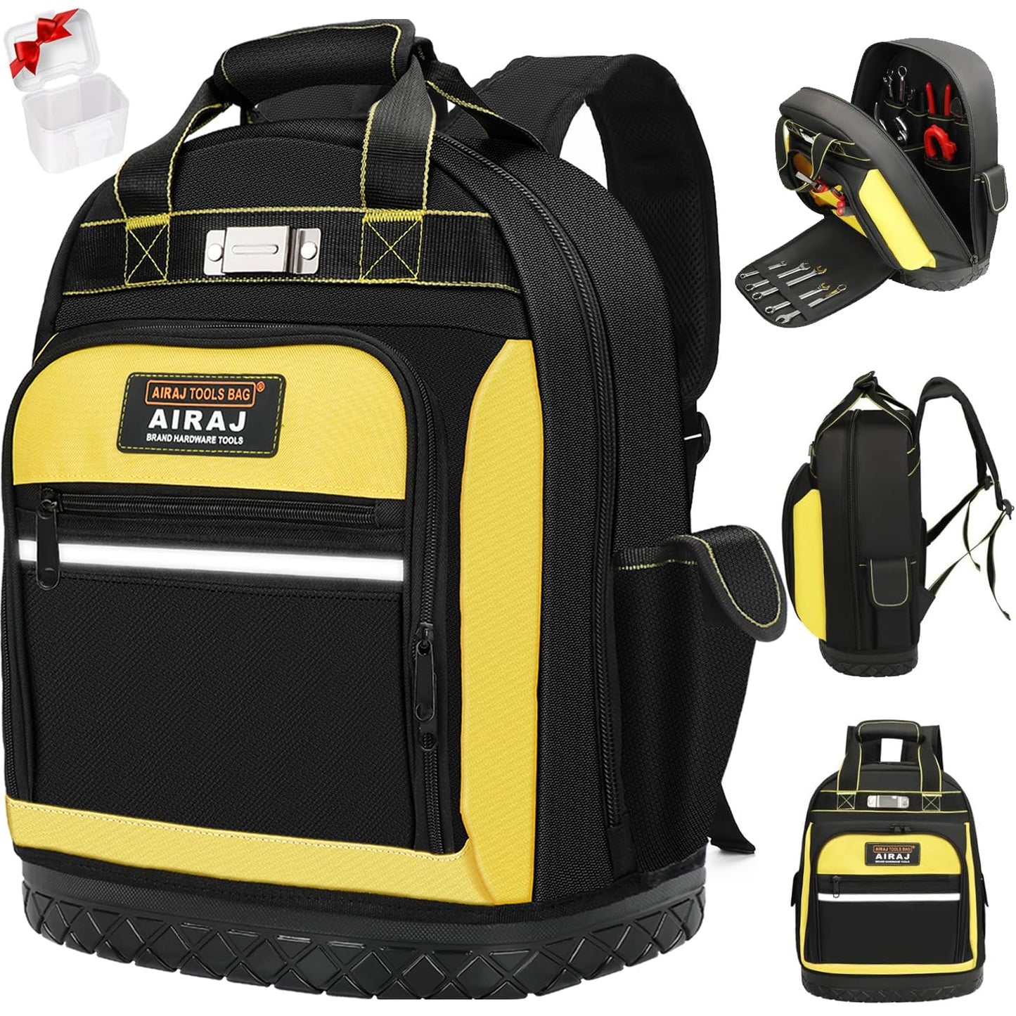 AIRAJ 43 x 38 x 20 cm Tool Backpack,Heavy Duty Tool Backpack with ABS Rubber Base,Easy to Carry (Backpack/Handbags) Tool Backpacks Suitable for