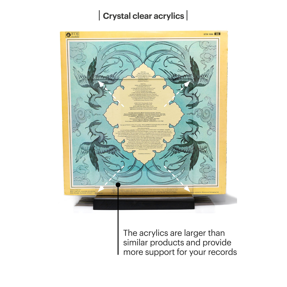 MÖNKE Premium Vinyl Record Storage - a Mid-Century Style Record Holder, 50 LP Capacity - with a Now-Playing Record Display Groove Black
