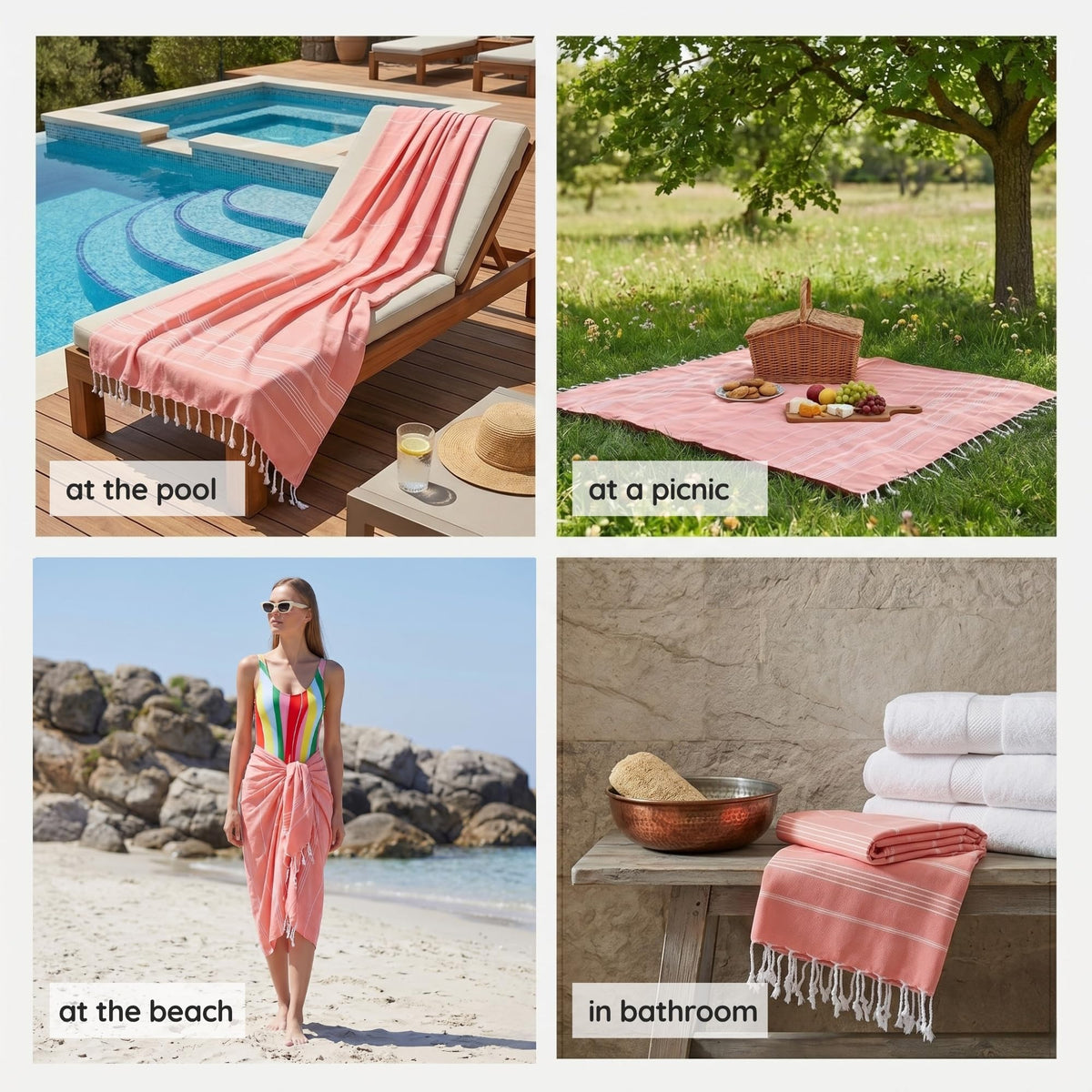 KZY LONDON Beach Towel 2 Pack Large Turkish Beach Towels for Camping, Swimming, Gym - Quick Dry, Absorbent