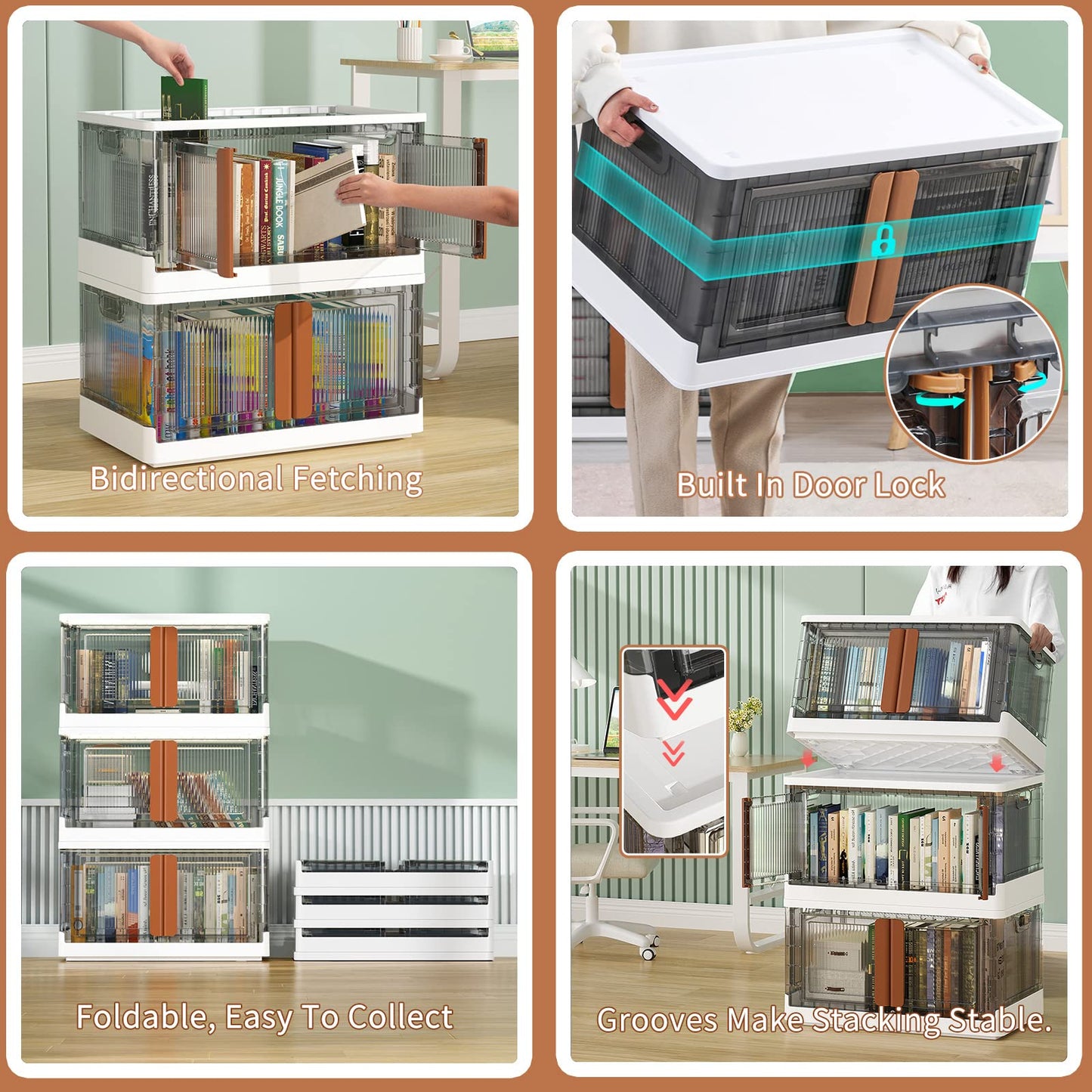 HAIXIN Plastic Storage Boxes - Collapsible Storage Bins, Wardrobe Closet Organiser, 95L Stackable Toy Storage