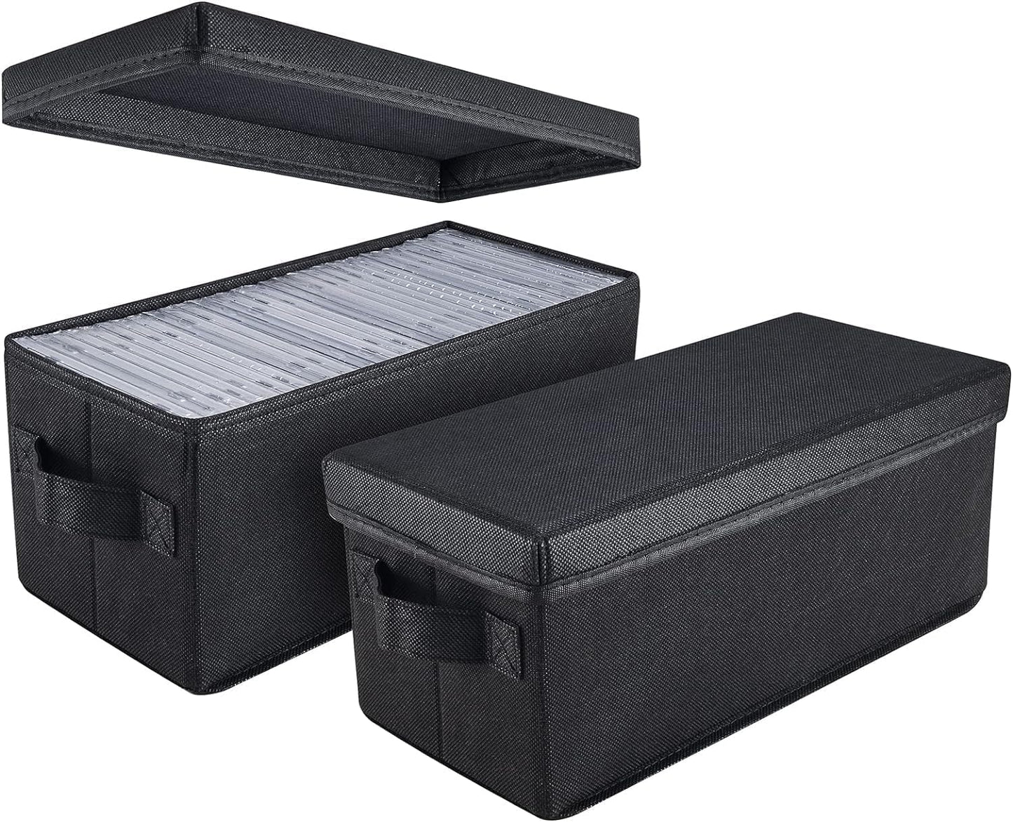 UENTIP CD Storage Boxes - Pack of 2 CD Case Holder - 13.2" x5.9" x 5.3", Container holds 30 CDs in full jewel cases, 60 CDs in slim cases, and 165