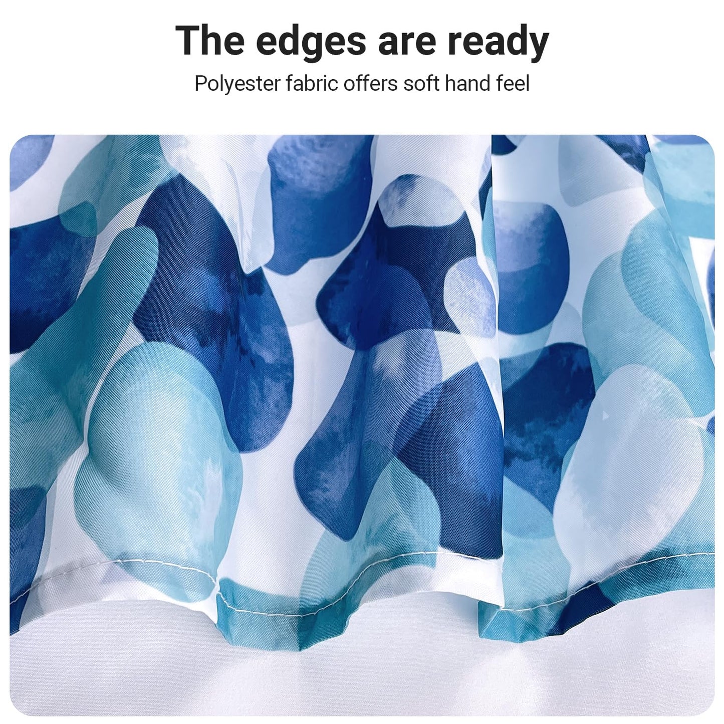 Lerores Shower Curtain, 120 x 180 cm, Blue Flower Petals, Weighted Hem, Anti-Mould Textile, Water-Repellent