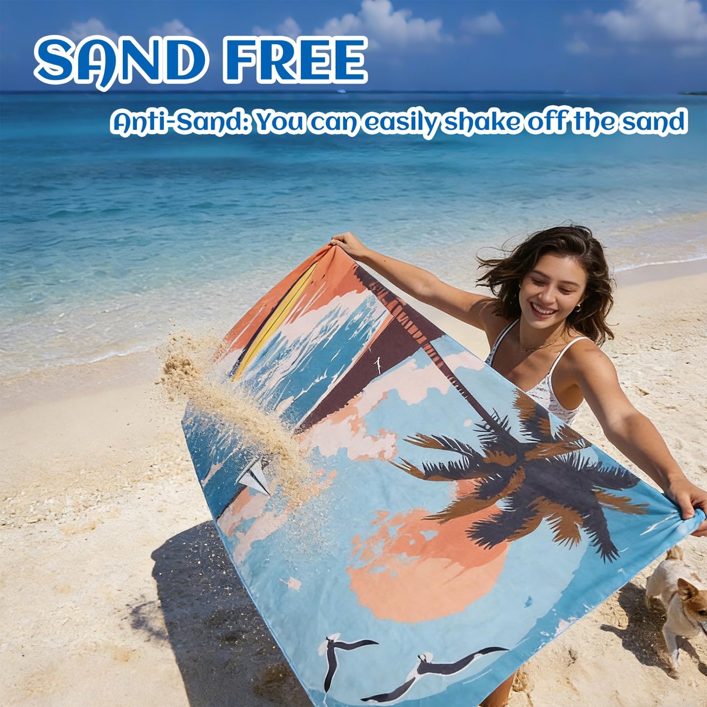 Anavasi 2 Pack Microfibre Beach Towels for Adults, 180 x 90 cm with Net Bag