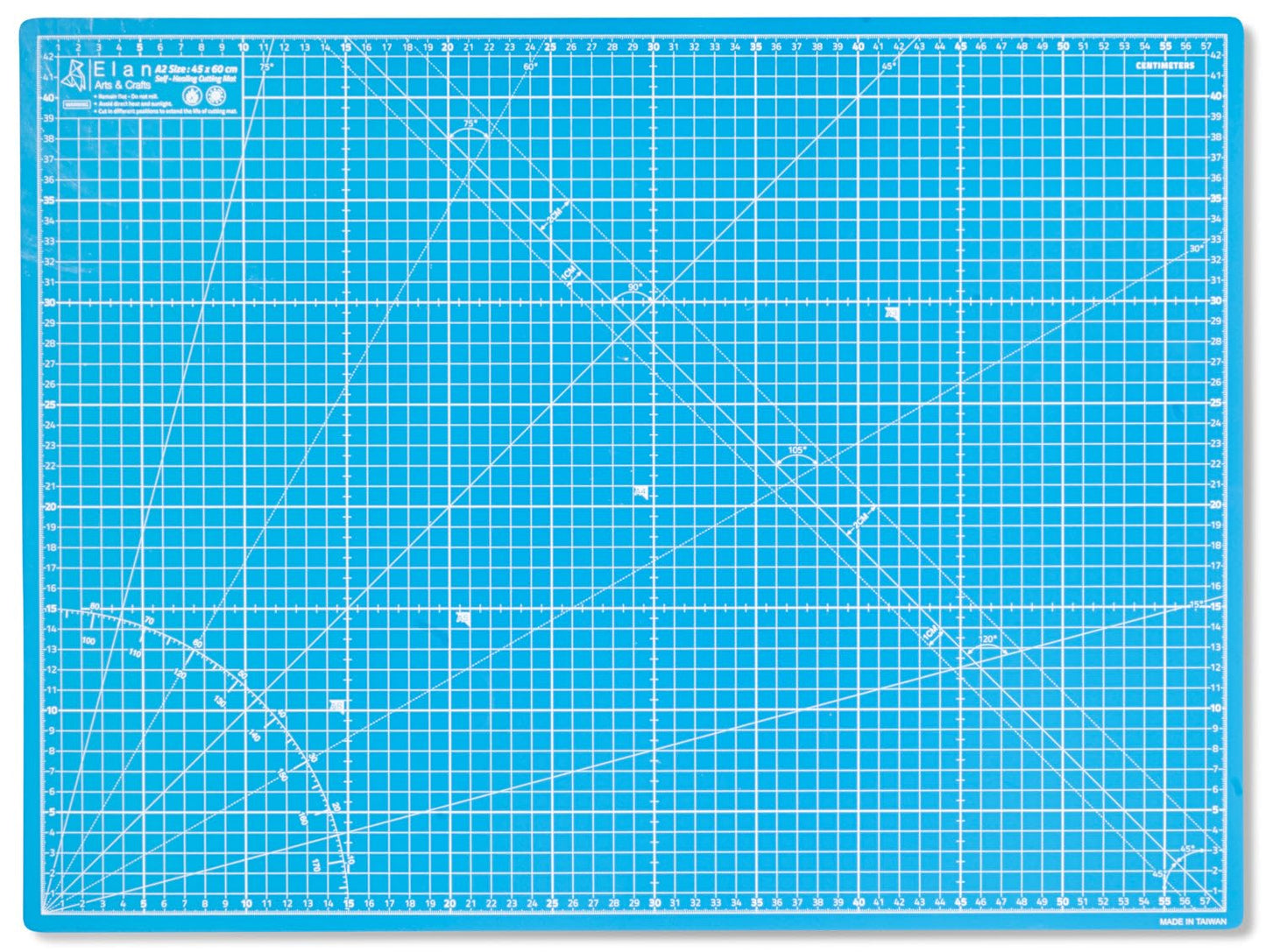 Elan A2 Cutting Mat Blue, 5-Ply Hobby Board for Crafts 60X45 CM, Self Healing Cutting Mat A2, Recycled PVC Craft Board for Sewing & Quilting