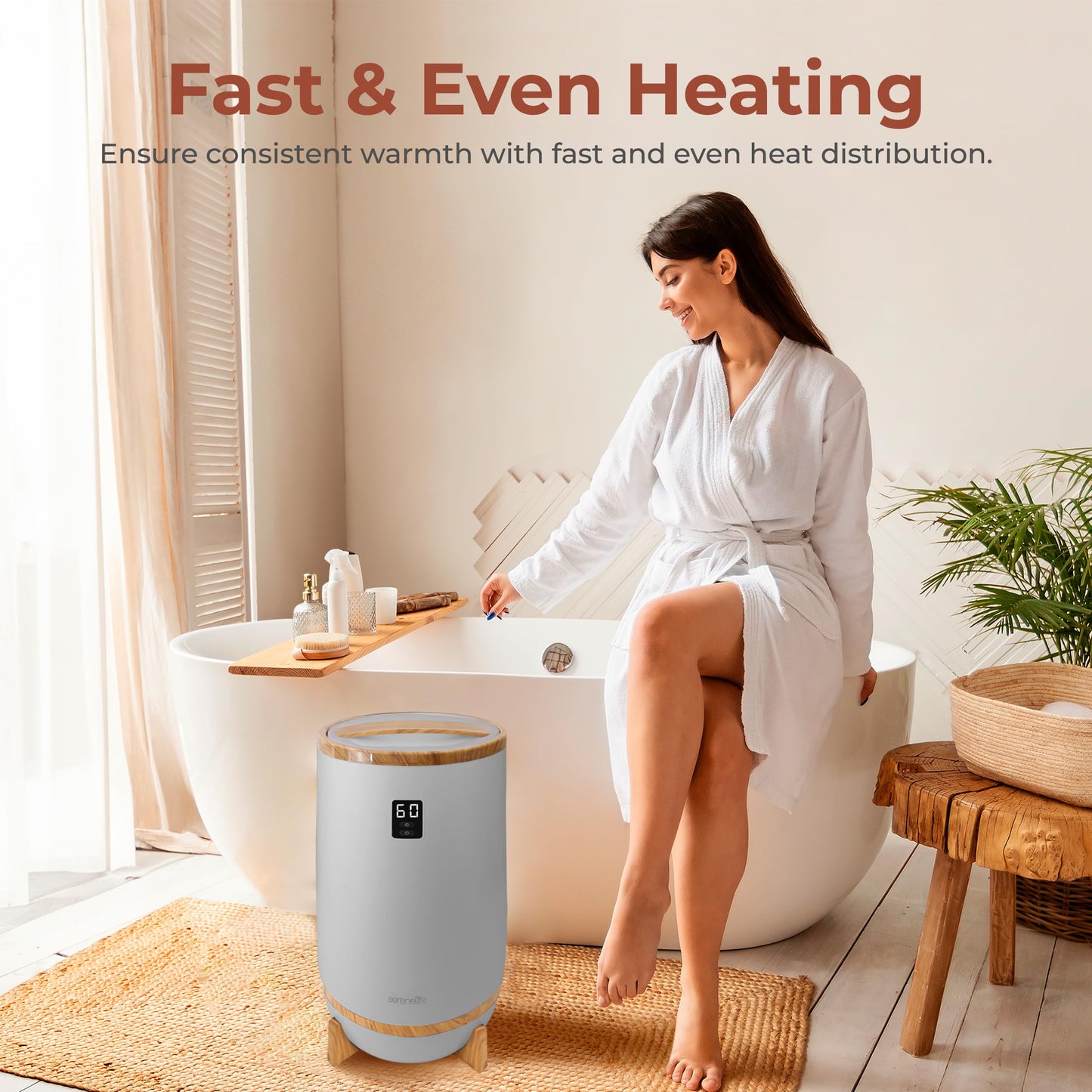 SereneLife Hot Towel Warmer for Bathroom and Spa, Luxury Towel Heater/Dryer Bucket w/Customized Fragrance, Auto Shut Off, LED Display