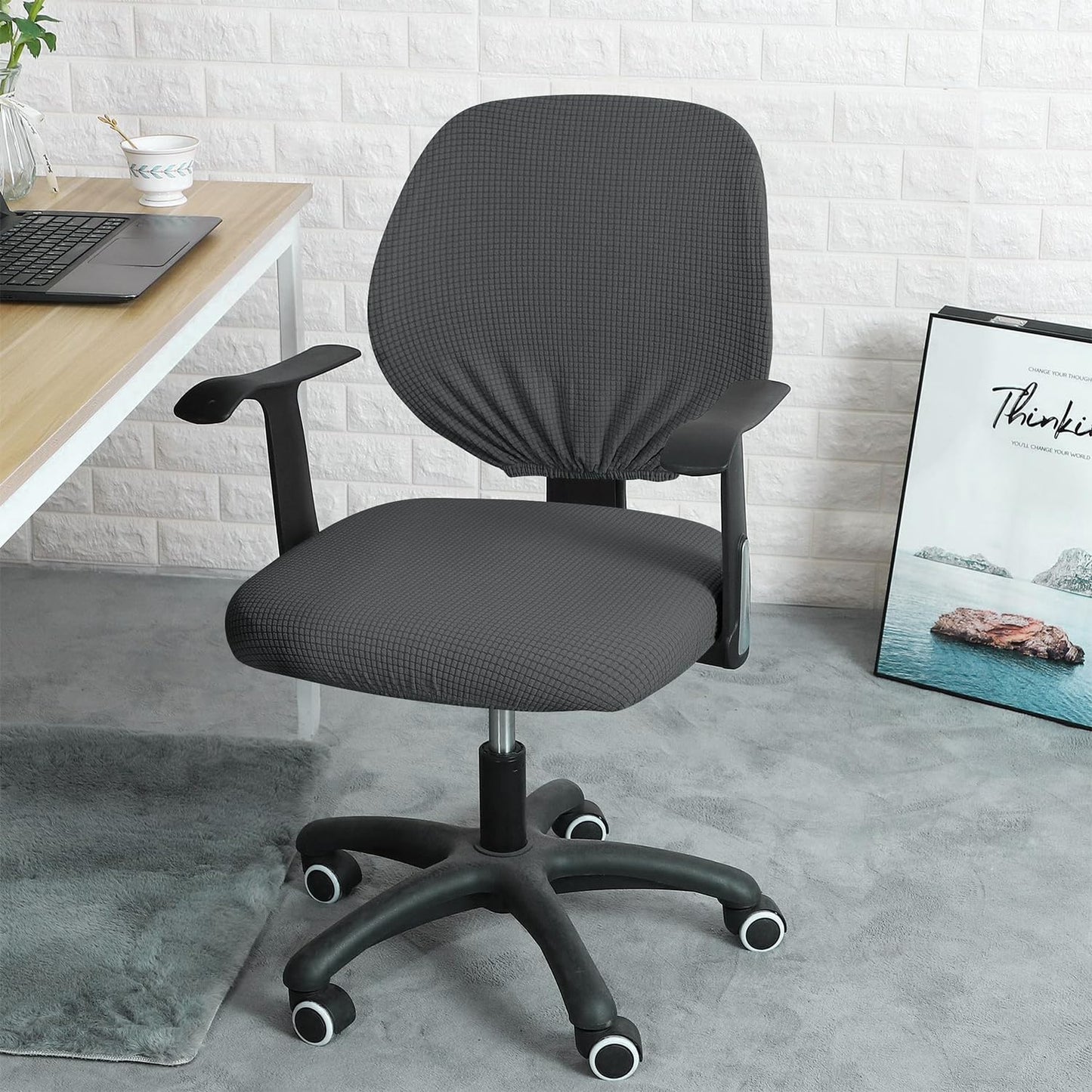 USHXVG 1-Piece Non-Slip Seat Cover, Office Chair Protector Set, Checked Chair Cover, Universal