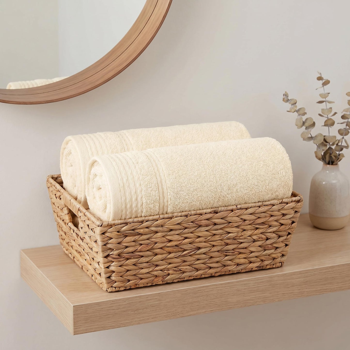 HMETOL Striped Comfort and Quick Drying Hand Towel Set (14 x 30 Inches)
