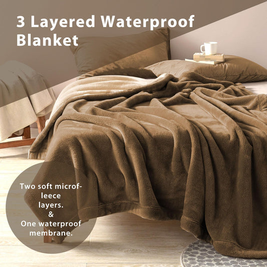 YISURE Waterproof Splash Blanket for Couples, Leakproof Squirt Love Blanket for Bed Intimacy, Waterproof Taupe King Size 90x80 (Brown/Tan)