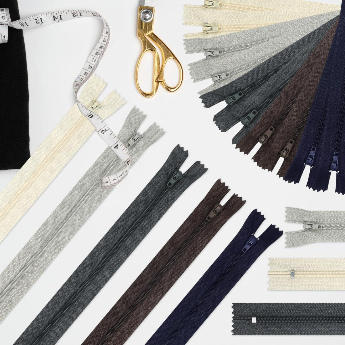 DOITEM Zip Nylon Zips, 25 cm Long, 2.5 cm Wide for Clothing, Bag, Pencil Case, Cushion Cover, Pack of 10, 5 Colours 5 Colors, 20cm