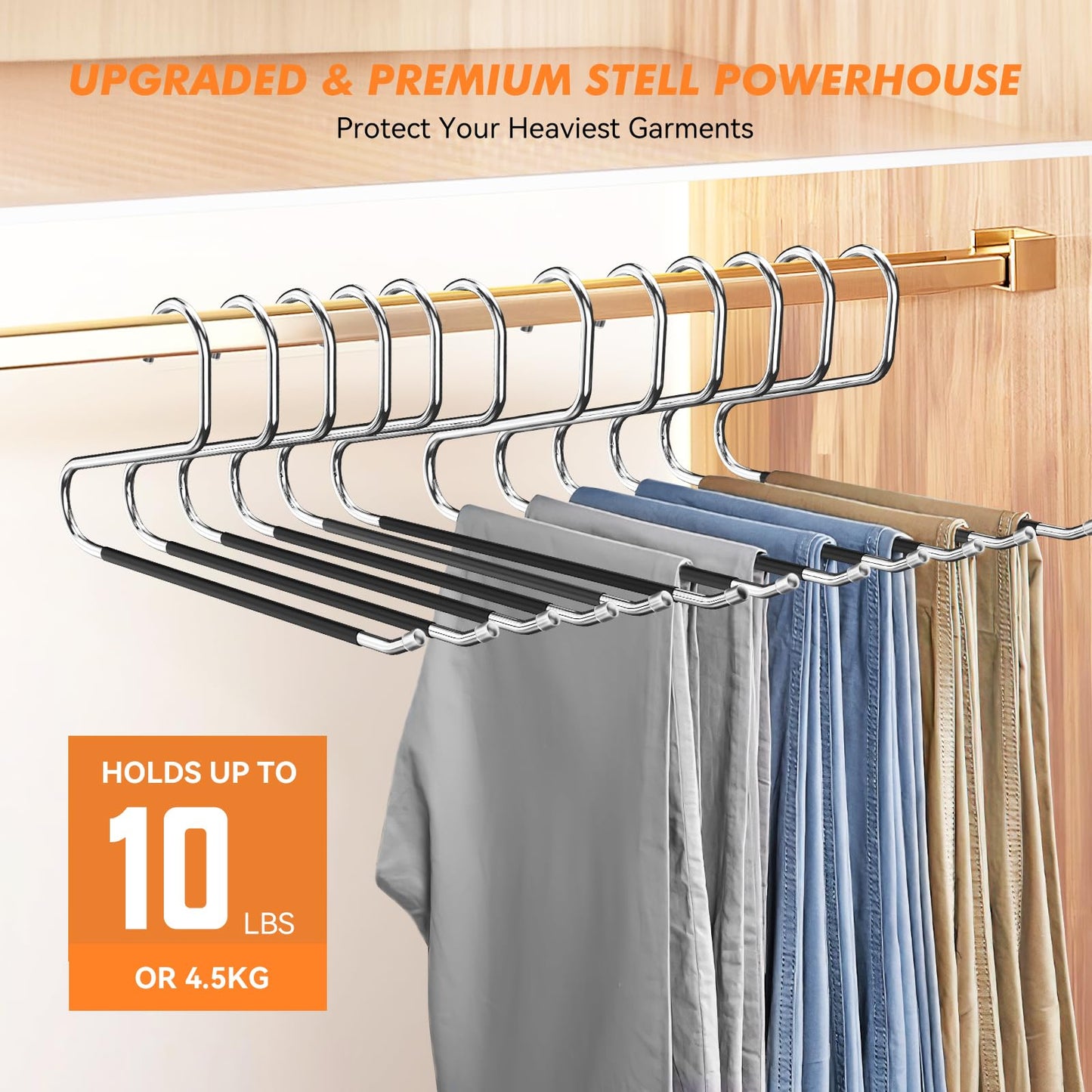 Hodola 18 Pack Space Saving Open Ended Metal Pant Hangers, Non Slip Jean Hangers for Men and Women