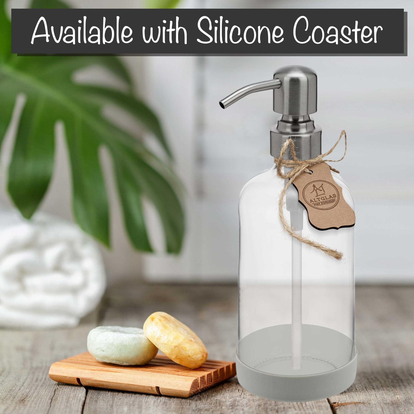 ALTGLAS 2 Pcs Refillable Clear Glass Soap Dispenser 'Sarajevo' 500ml