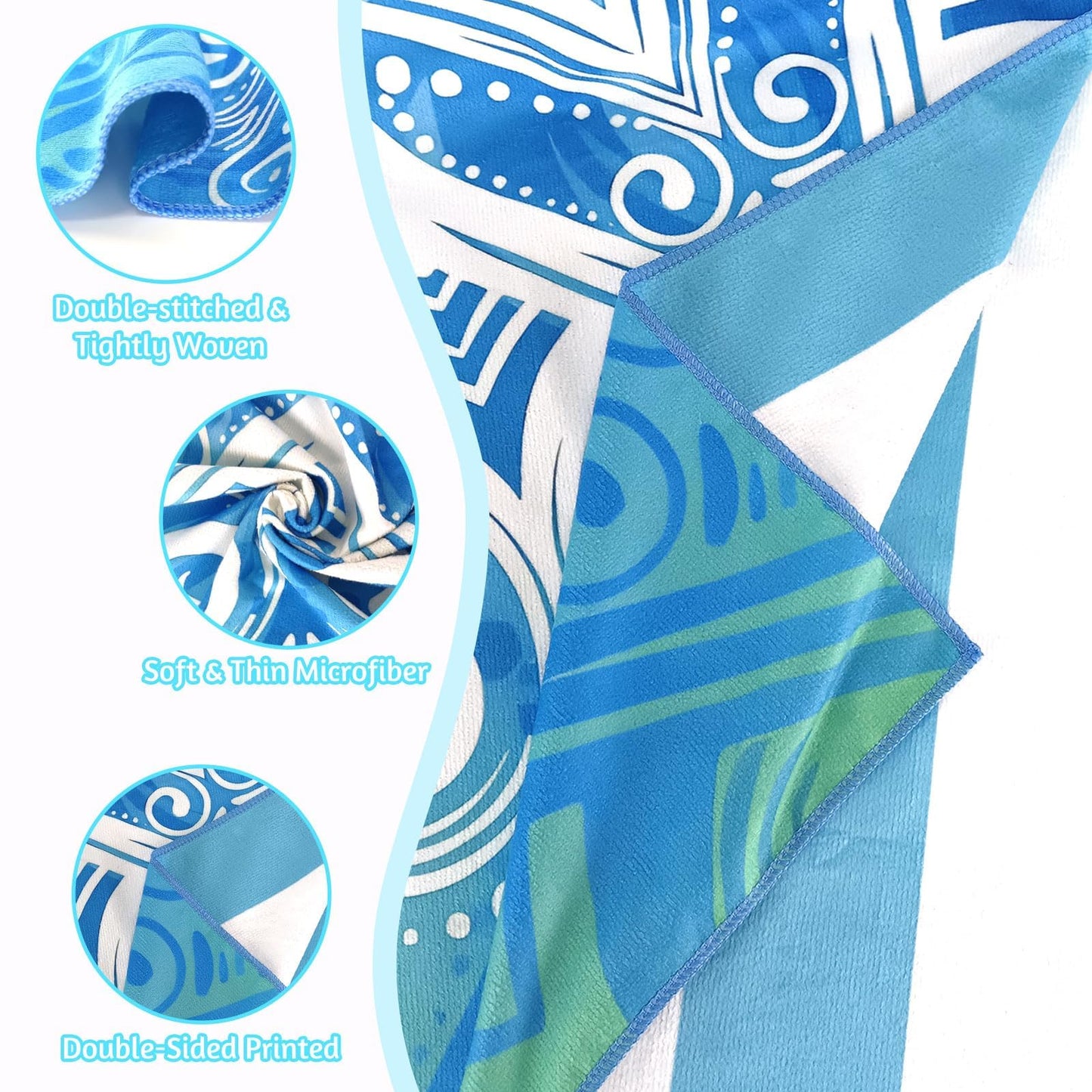 2Pack Microfibre Beach Towels for Adults,Microfibre Lightweight Beach Towel