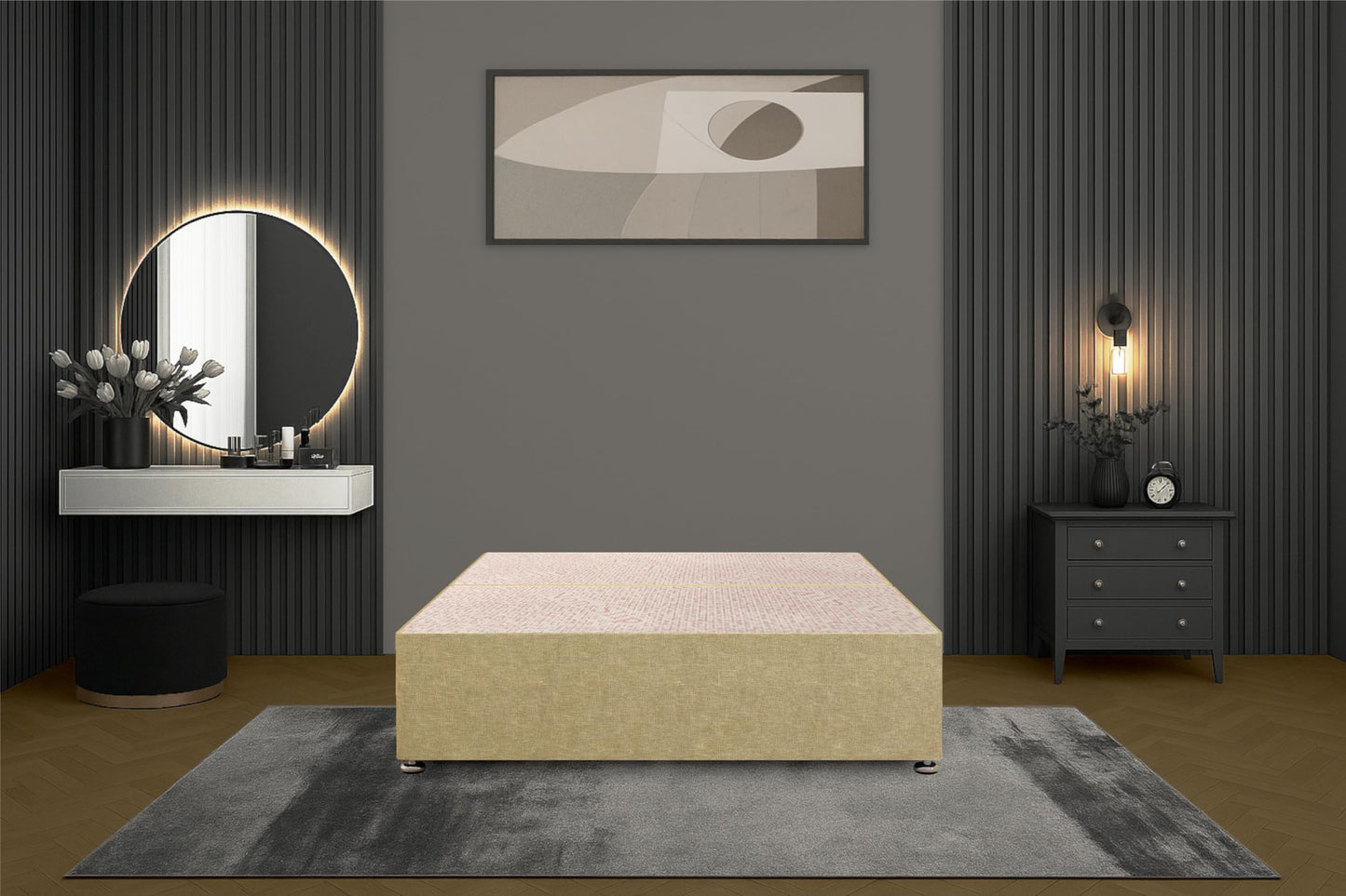 Bed Centre Flexby Divan Bed Base Only with 2 Drawers (Same Side), No Headboard - Available in 3FT, 4FT, 5FT & 6FT