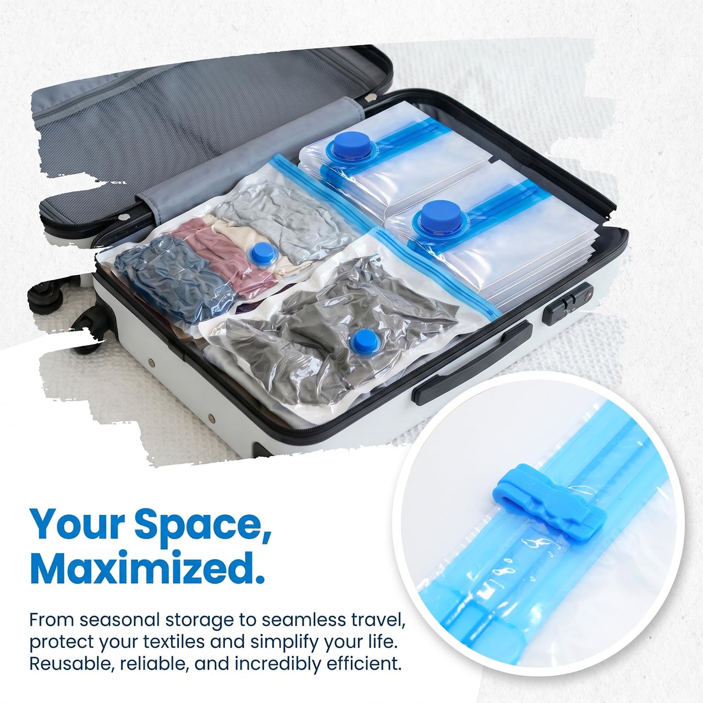 4 Pcs Space Saver Bags Vacuum Storage Bags Small Compression Zipper Storage Bags Vacuum Pack Bags for Clothes, Vacuum Bags for Clothes Travel Home